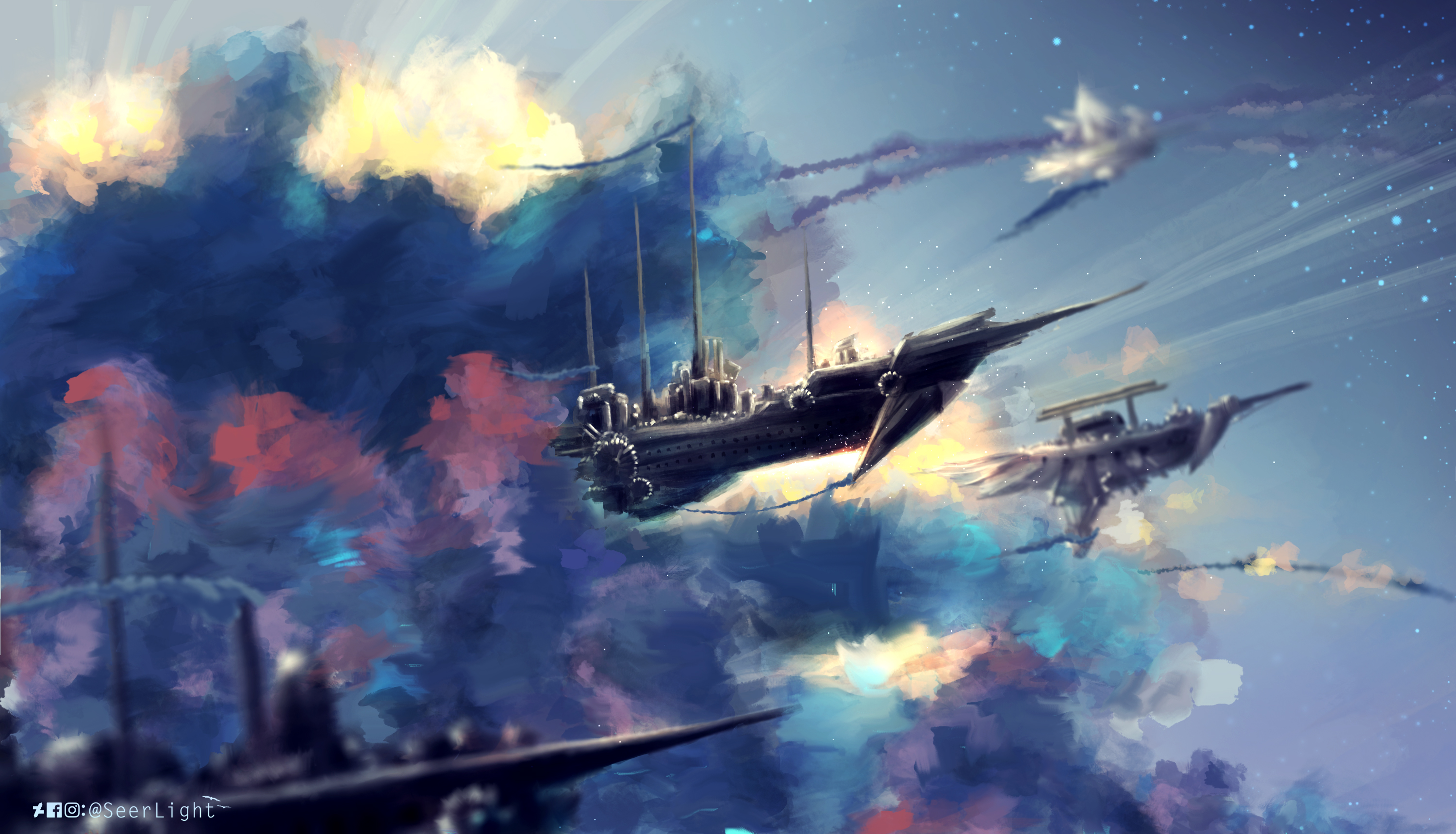 Cloud Ship Steampunk 3000x1720