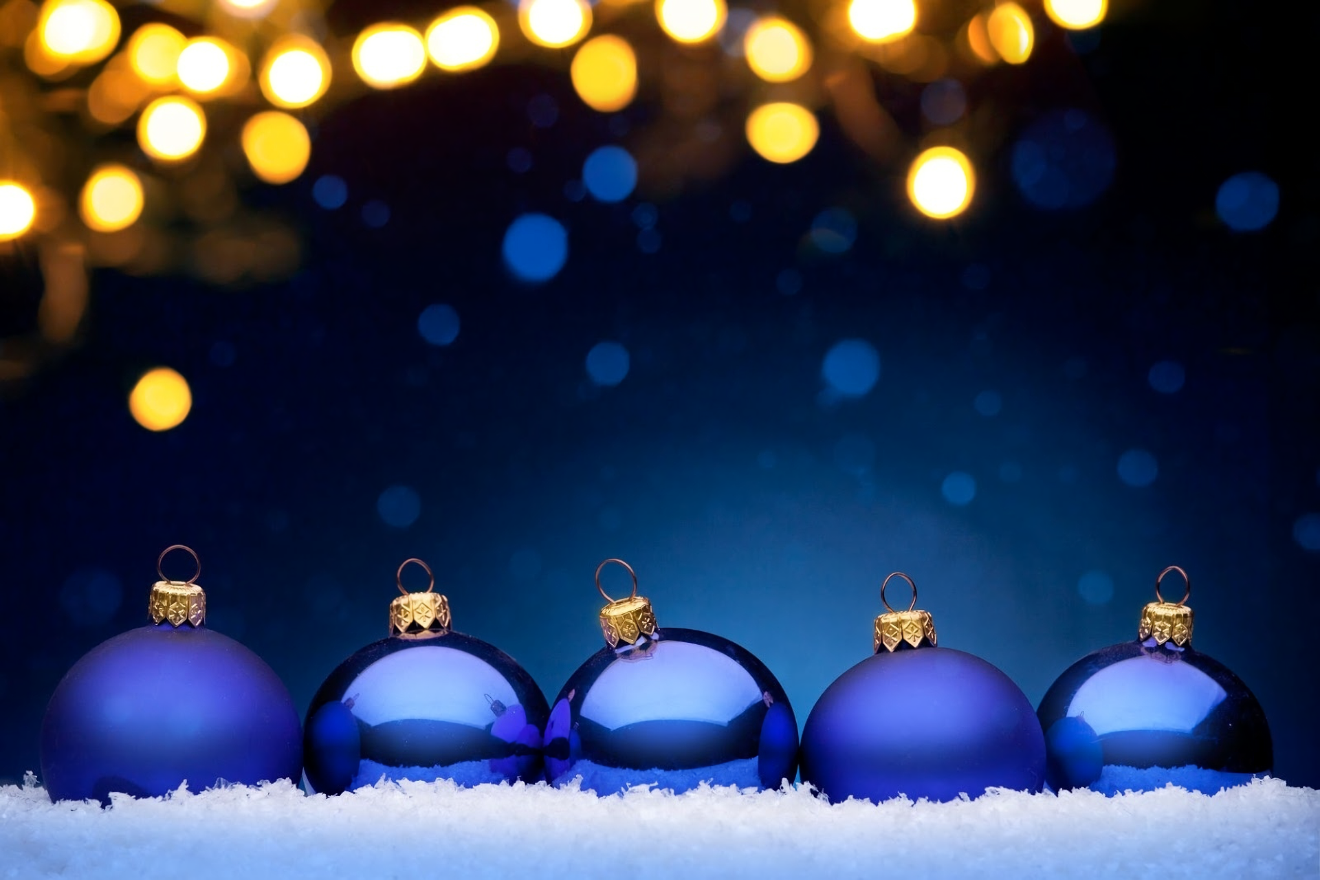 Bauble Blue Bokeh Christmas Decoration Ligths Snow 1920x1280