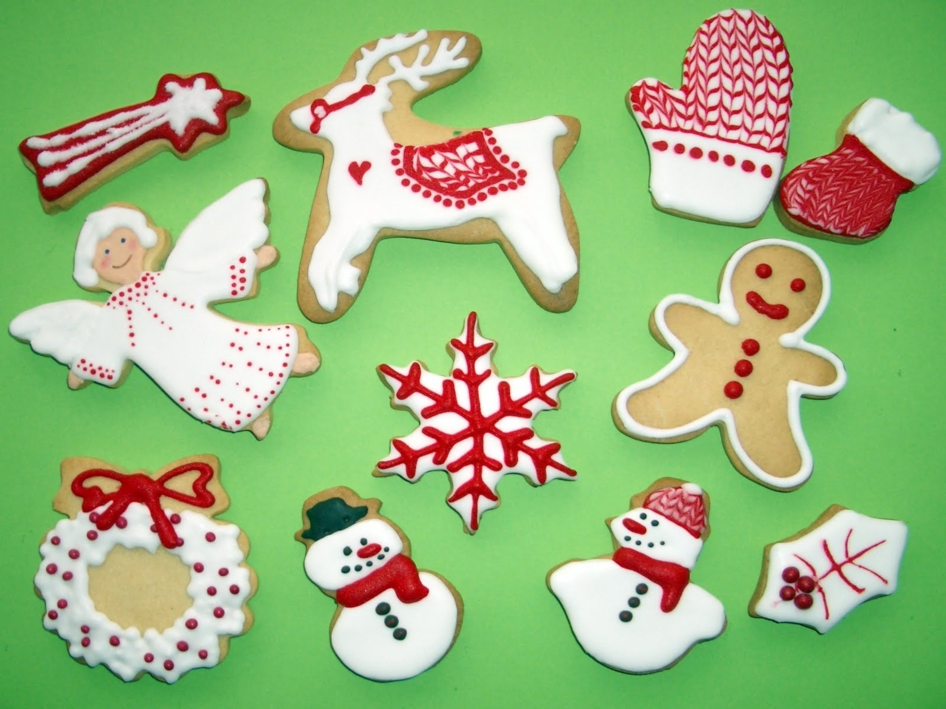 Angel Christmas Cookie Gingerbread Reindeer Snowflake Snowman 1920x1440