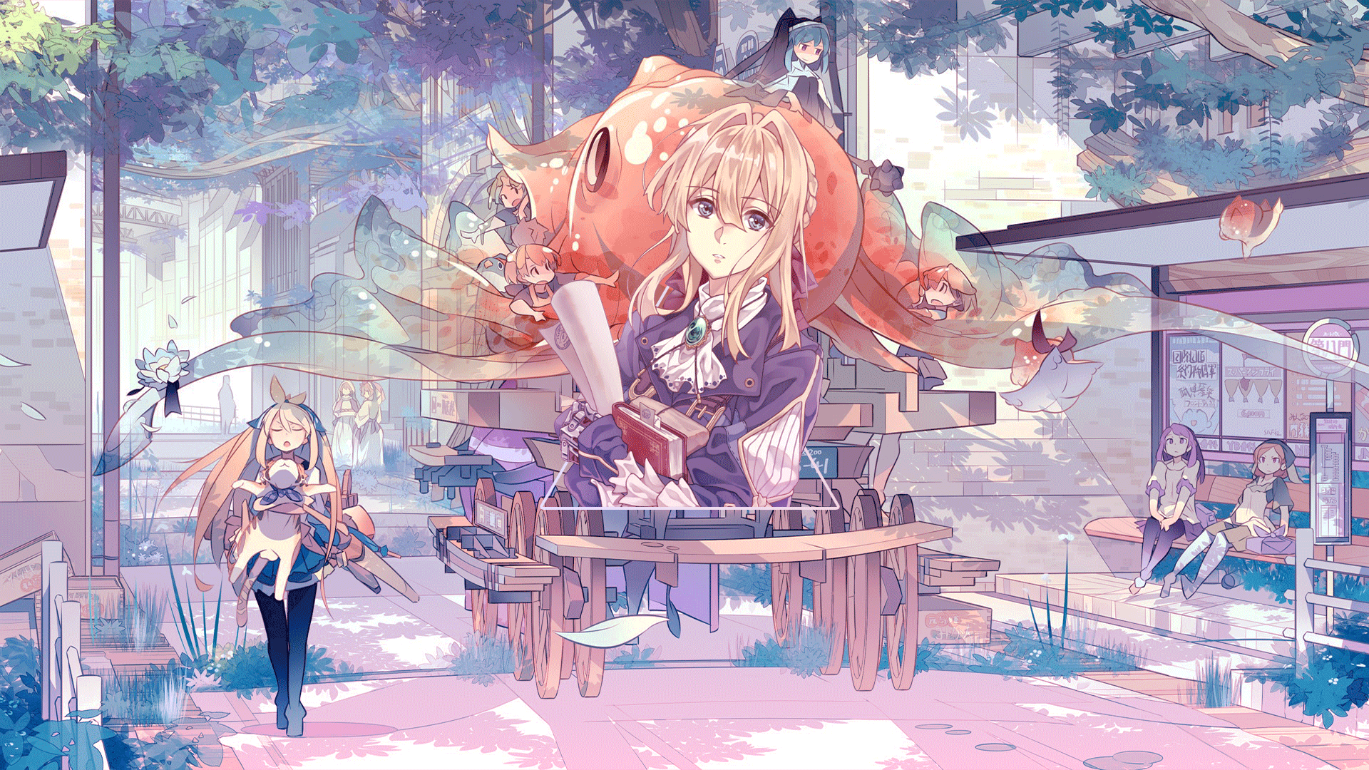 Anime Anime Girls Picture In Picture Platinum Conception Wallpapers Photoshop Violet Evergarden 1920x1080