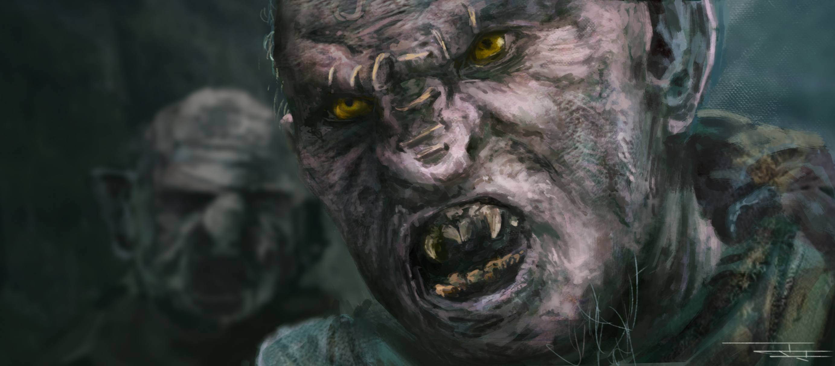 Creature Face Orc Yellow Eyes 2766x1213