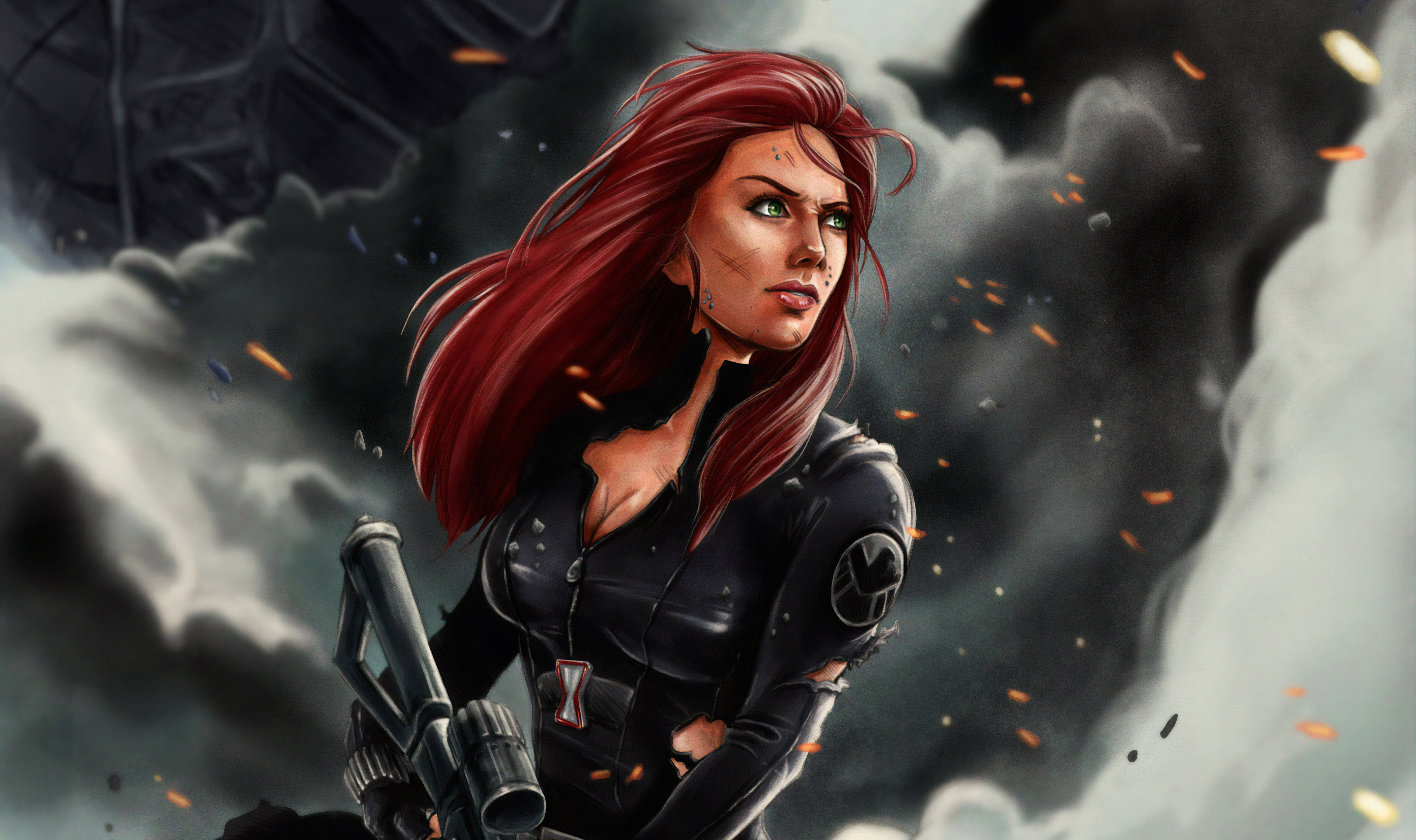 Black Widow Girl Green Eyes Marvel Comics Red Hair Woman Warrior 3840x2279