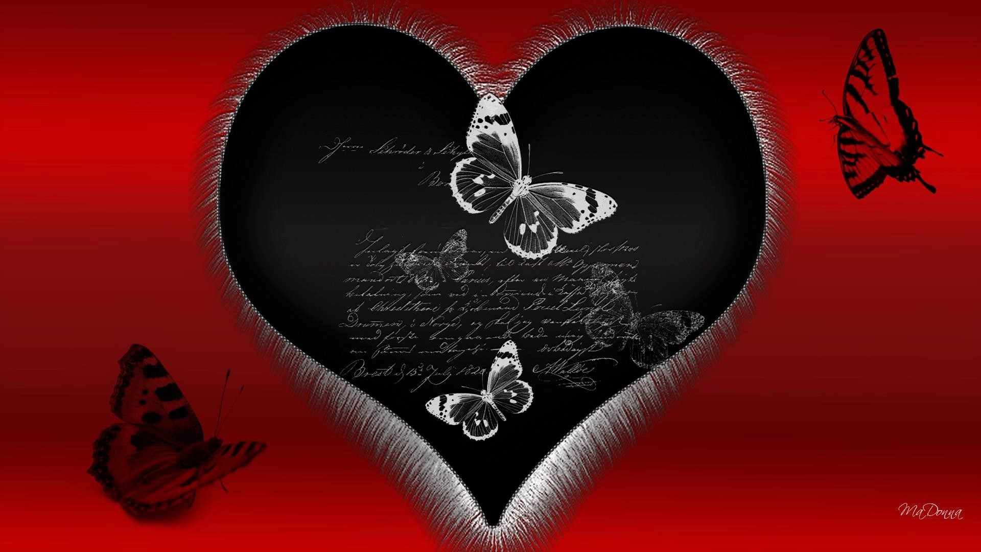 Black Butterfly Gothic Heart Red Valentine 039 S Day Word 1920x1080