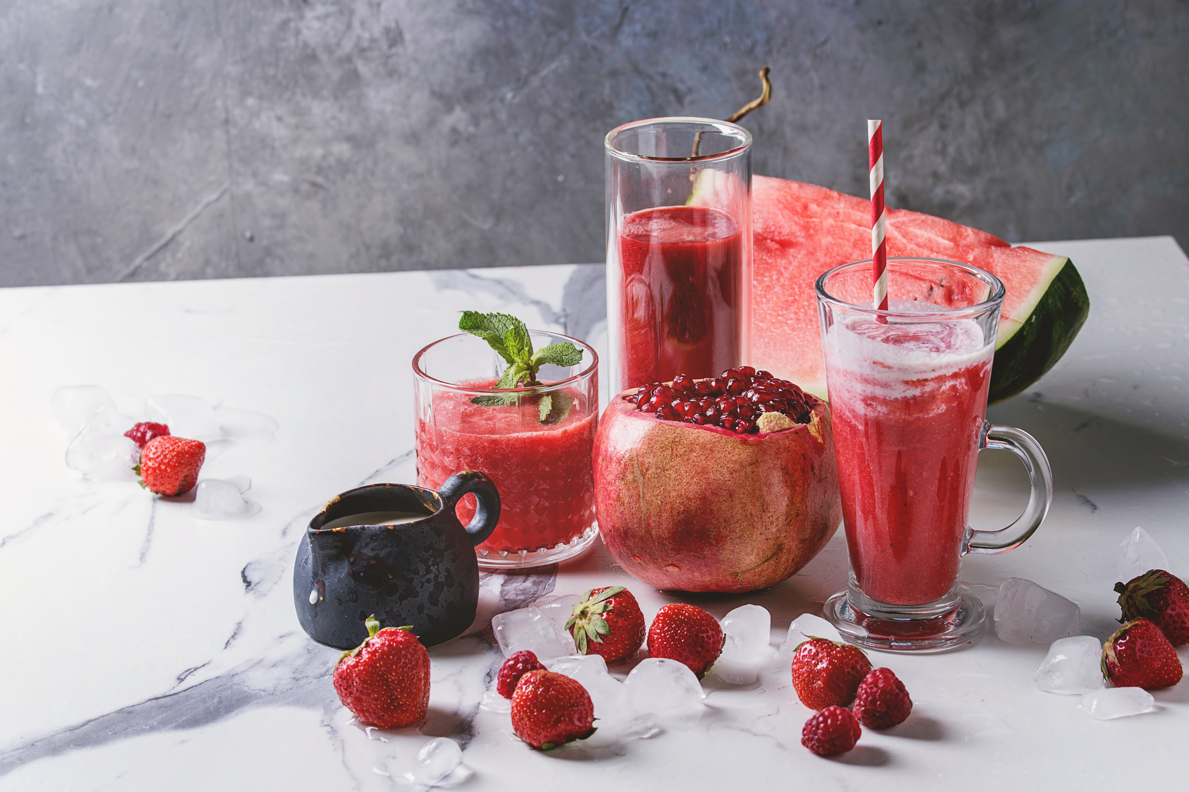 Berry Drink Fruit Pomegranate Smoothie Still Life Strawberry 4929x3286