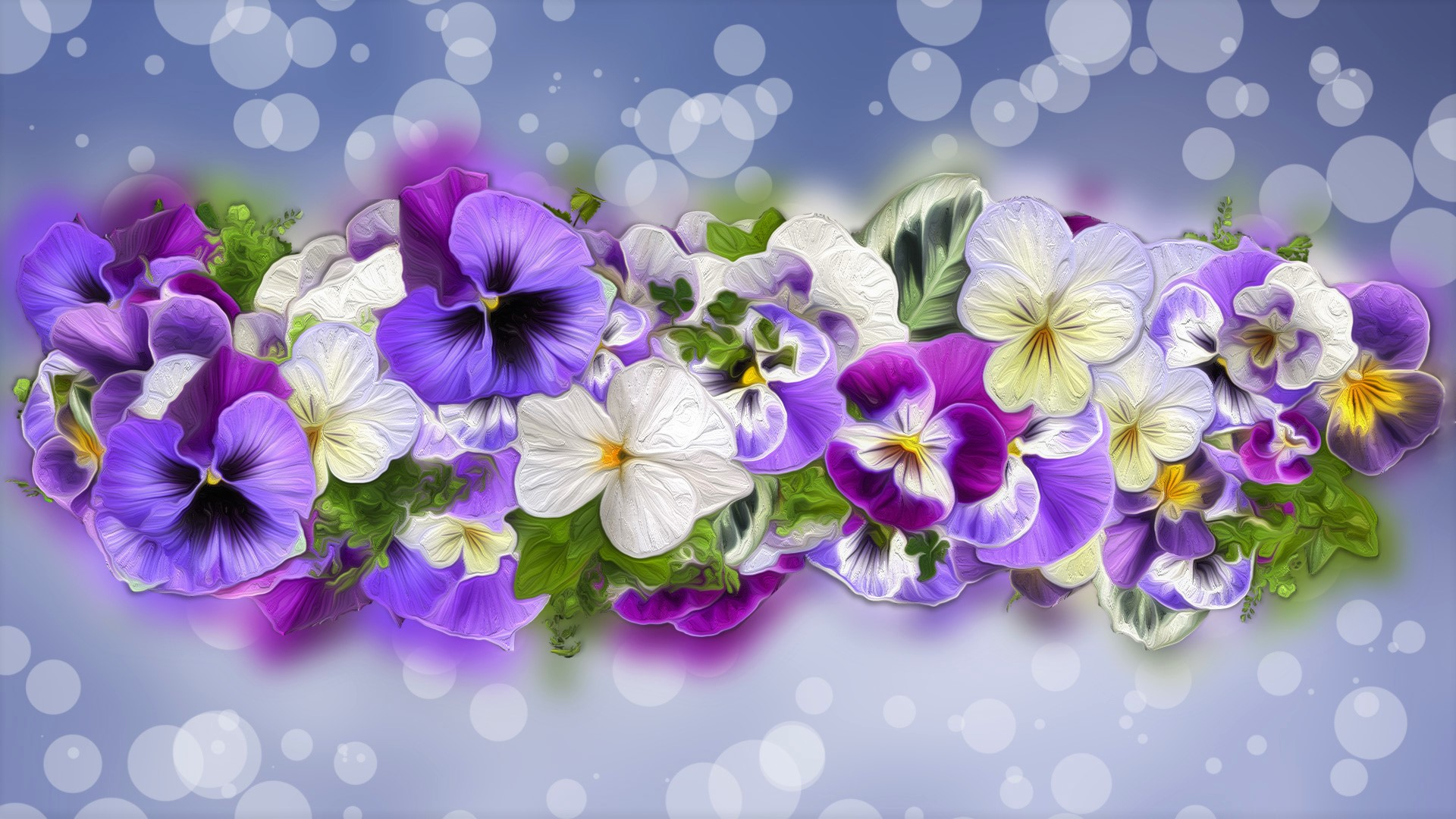Artistic Colorful Flower Pansy 1920x1080