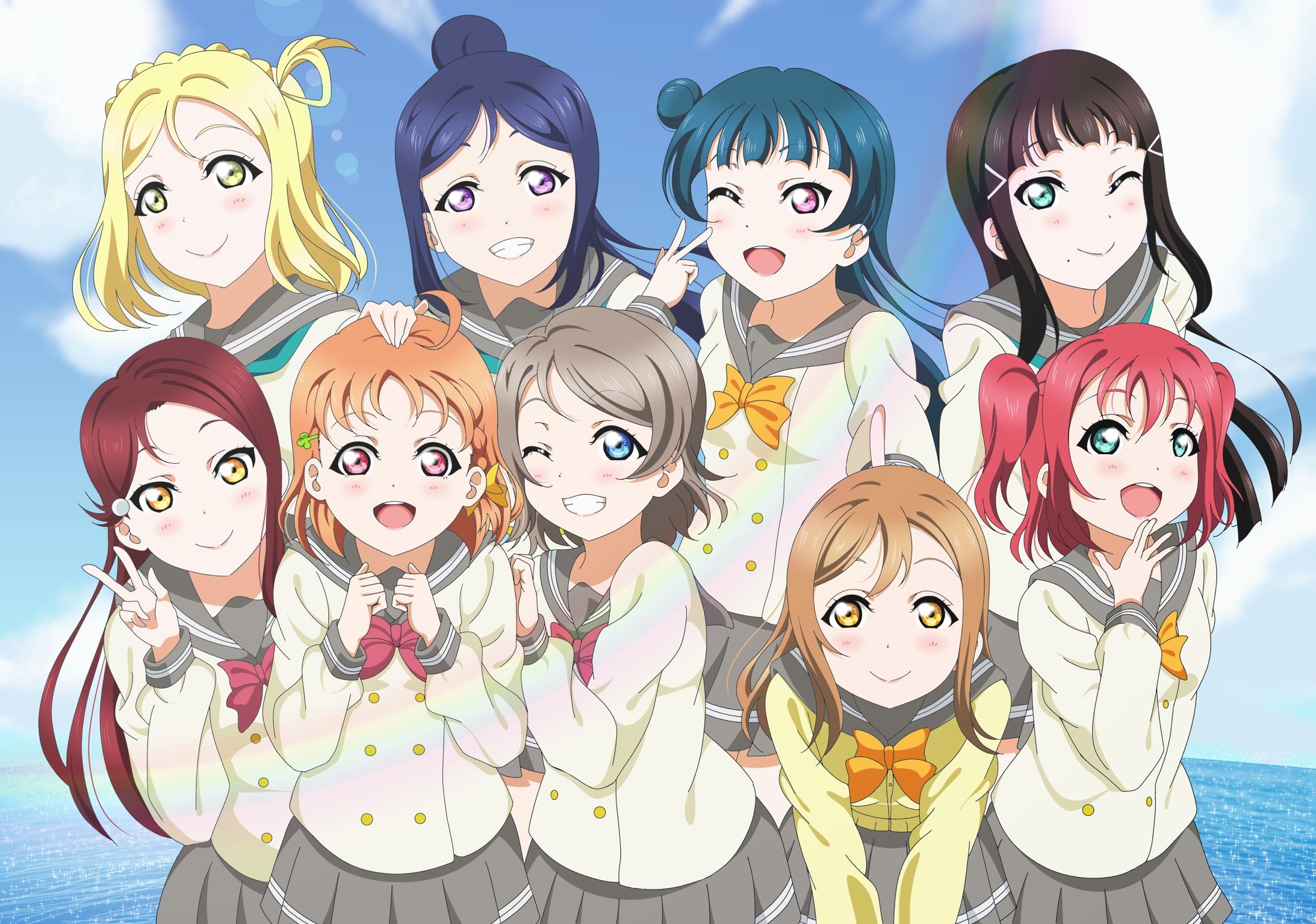 Chika Takami Dia Kurosawa Hanamaru Kunikida Kanan Matsuura Mari Ohara Riko Sakurauchi Ruby Kurosawa  2186x1536