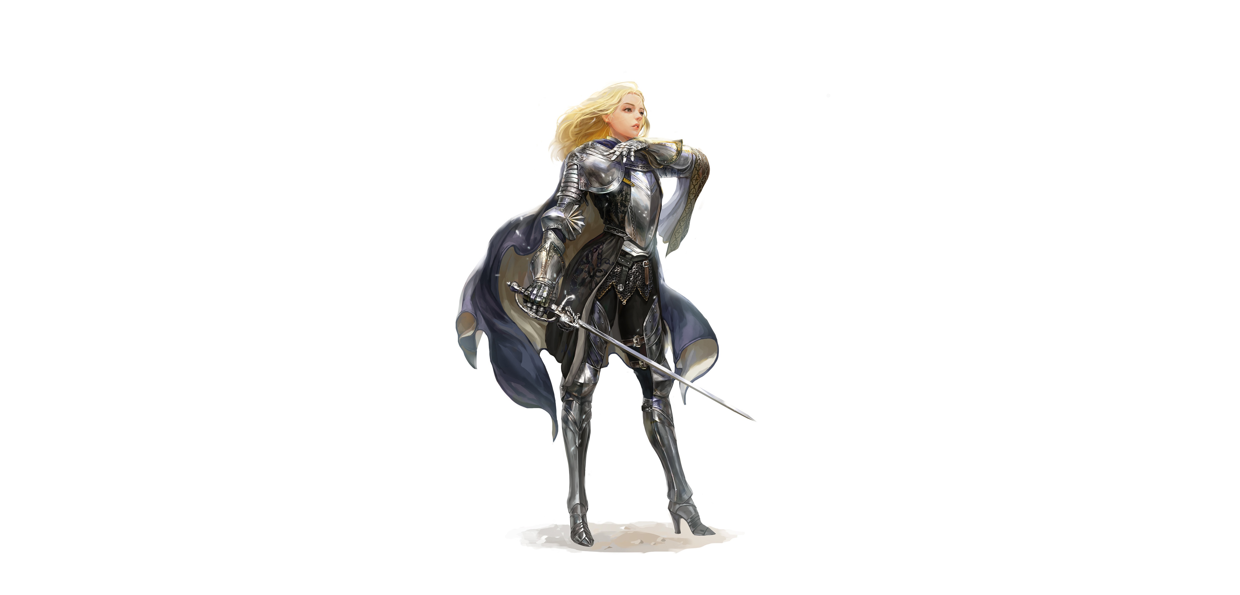 Armor Blonde Girl Knight Sword Woman Warrior 5000x2400
