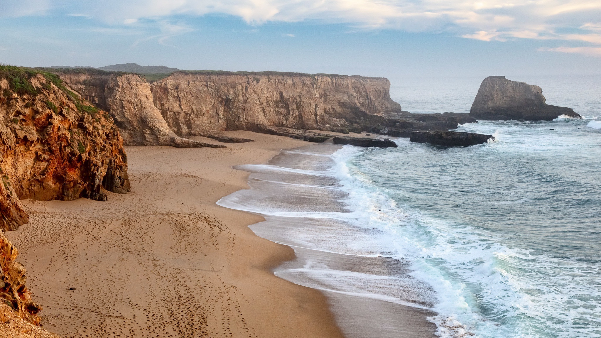 Beach California Cliff Nature 2048x1152