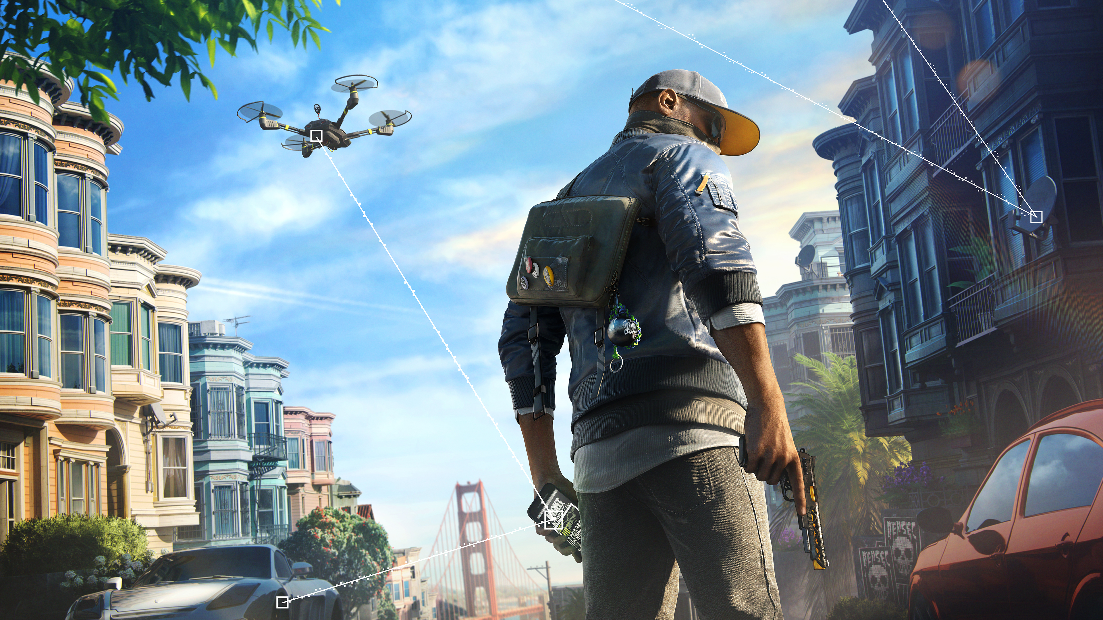 Watch Dogs Watch Dogs 2 Pistol Video Games Drone Hacking Standing Phone City 3840x2160