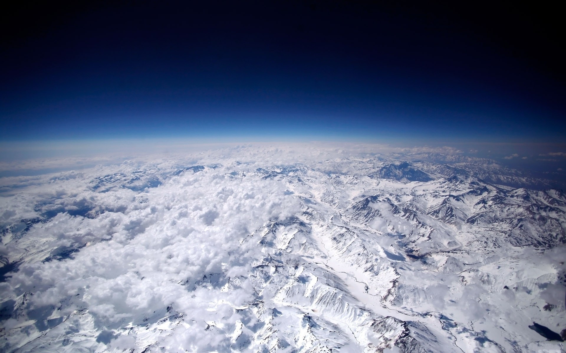 Aerial Cloud Horizon Mountain Snow Space 1920x1200