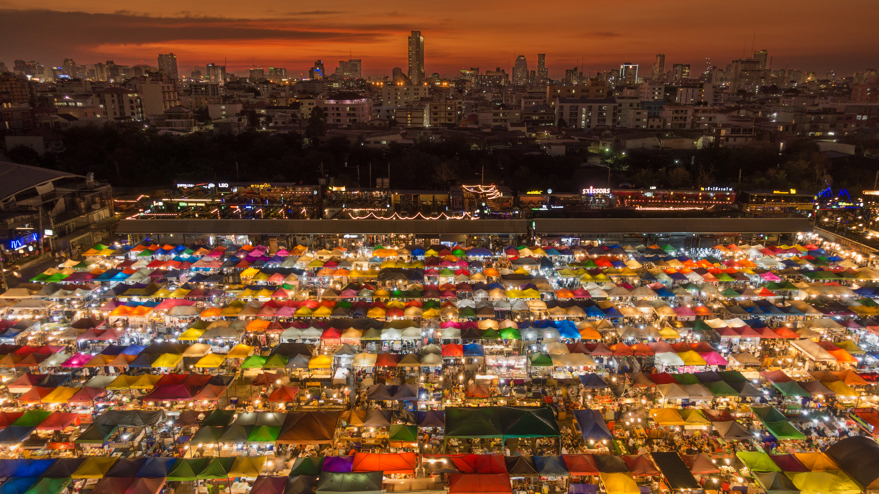 Bangkok City Colorful Colors Market Tent 3556x2000