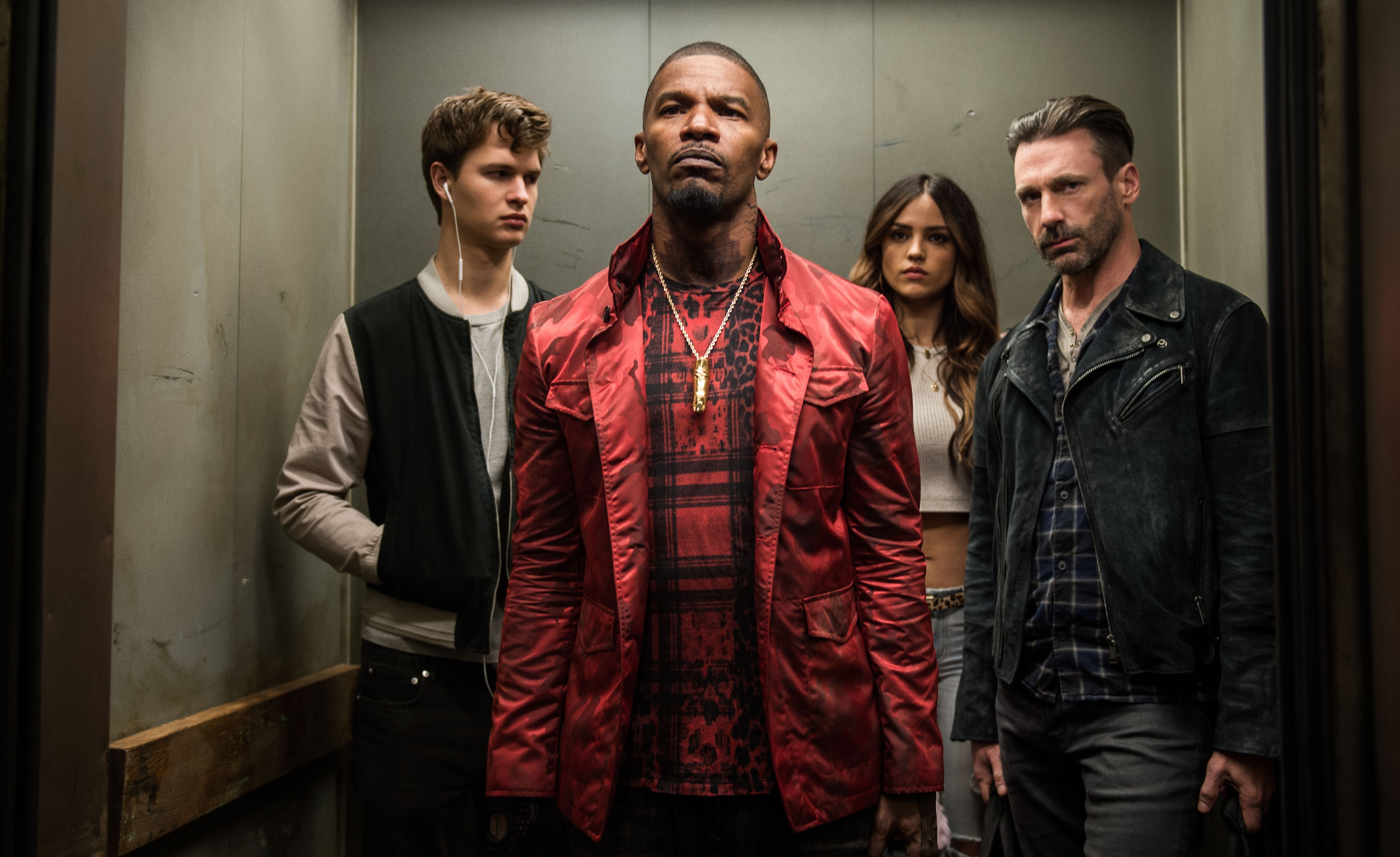 Ansel Elgort Baby Driver Eiza Gonzalez Jamie Foxx Jon Hamm 5508x3373