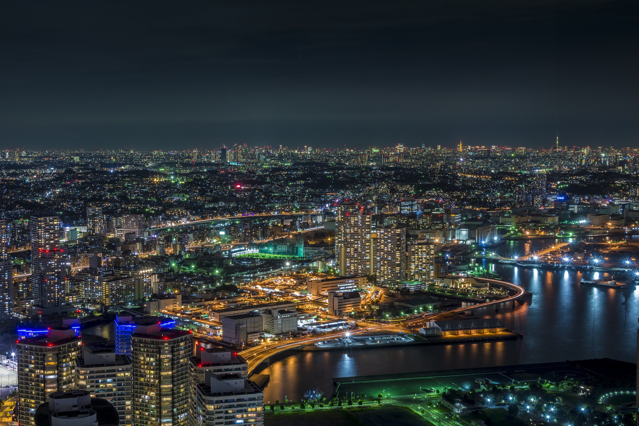 Building City Cityscape Japan Light Night Tokyo Yokohama 2048x1365