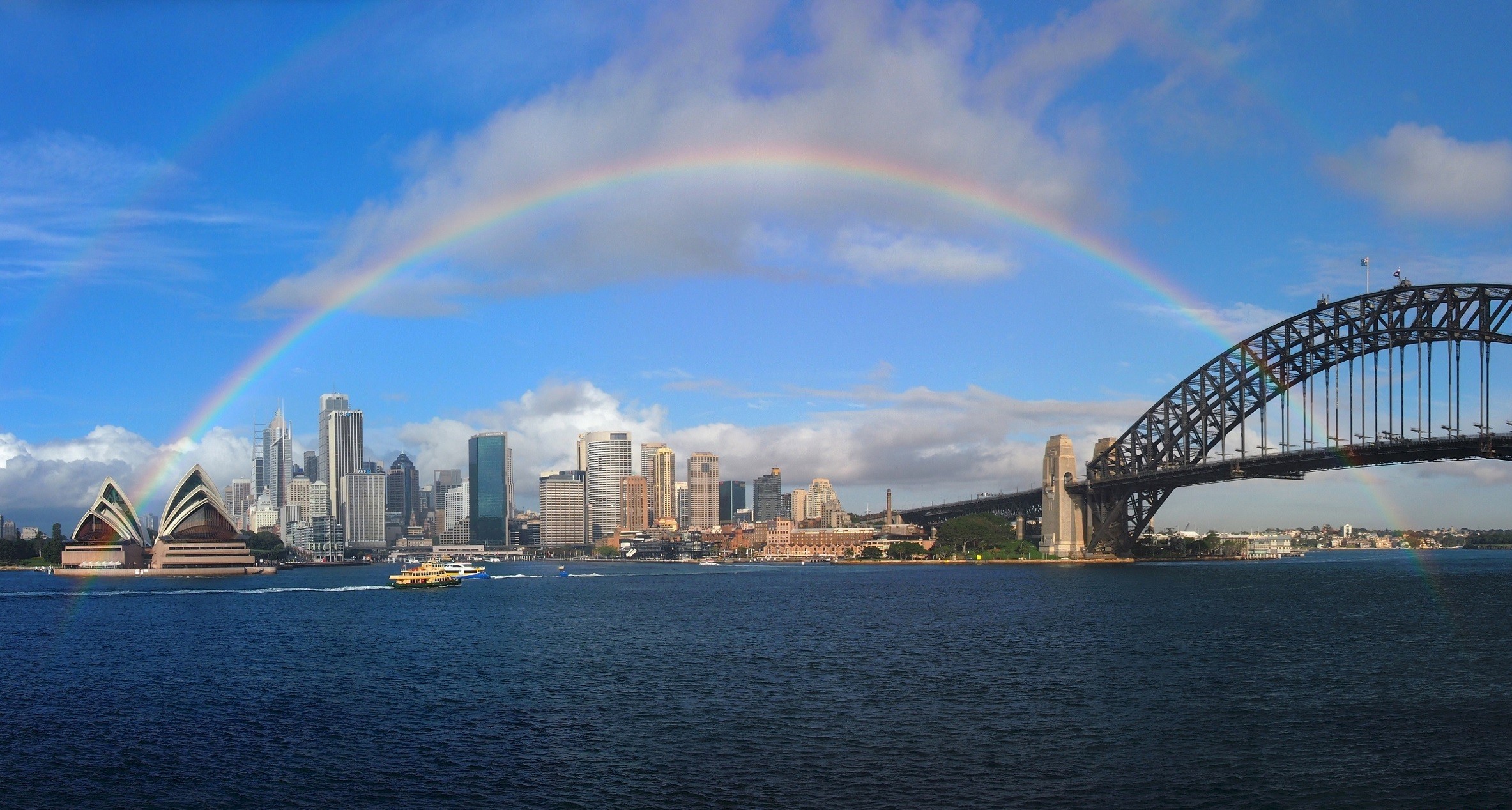 Australia City Harbor Rainbow Sydney Sydney Harbour Bridge Sydney Opera House 2367x1268