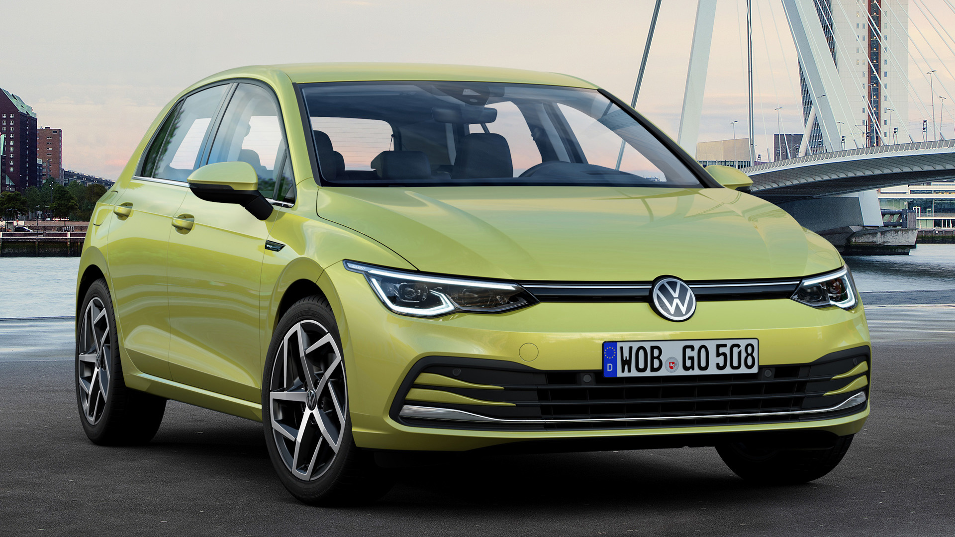 Car Compact Car Hatchback Volkswagen Golf Mk7 Yellow Car 1920x1080