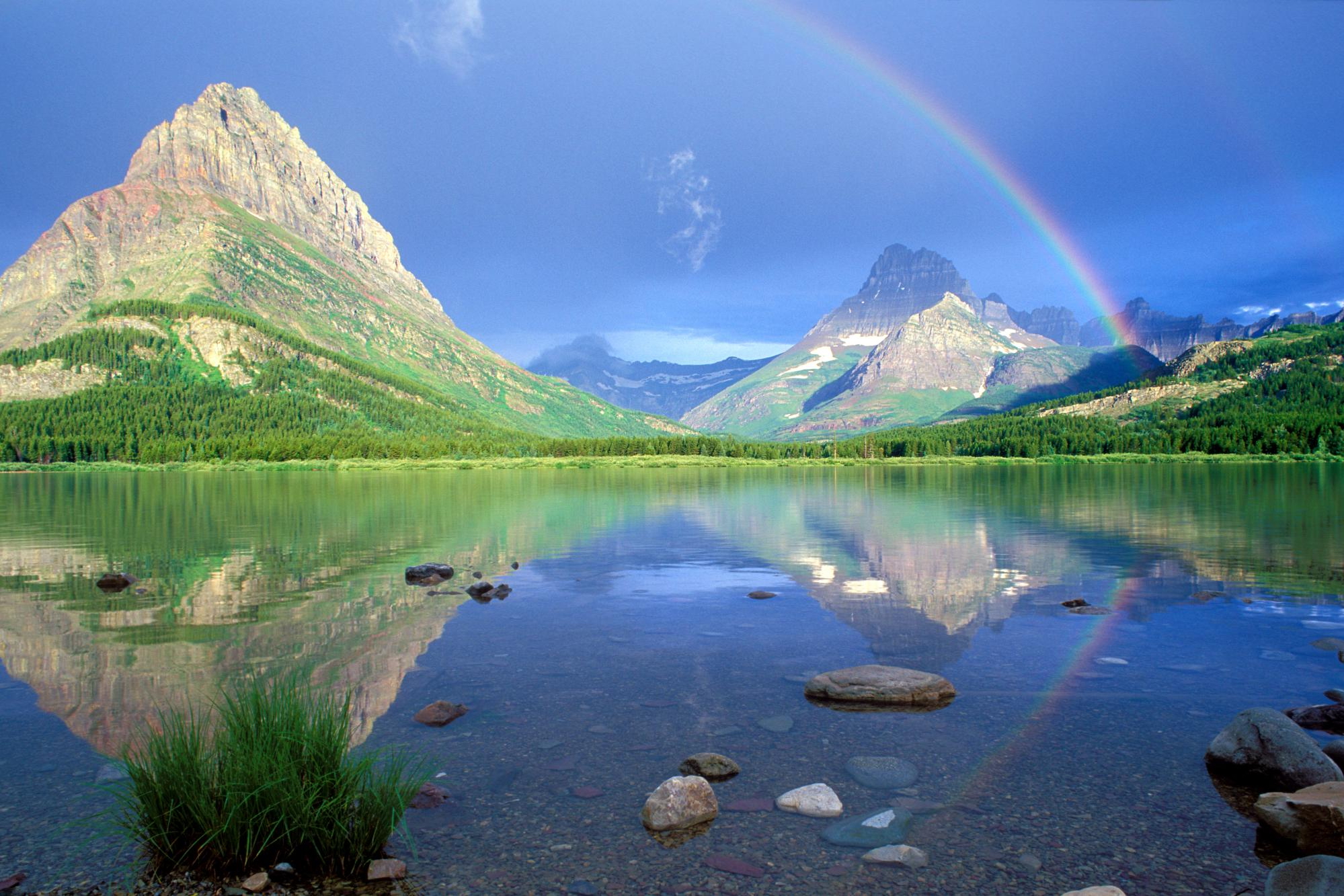 Lake Landscape Mountain Nature Rainbow Reflection Water 1999x1333
