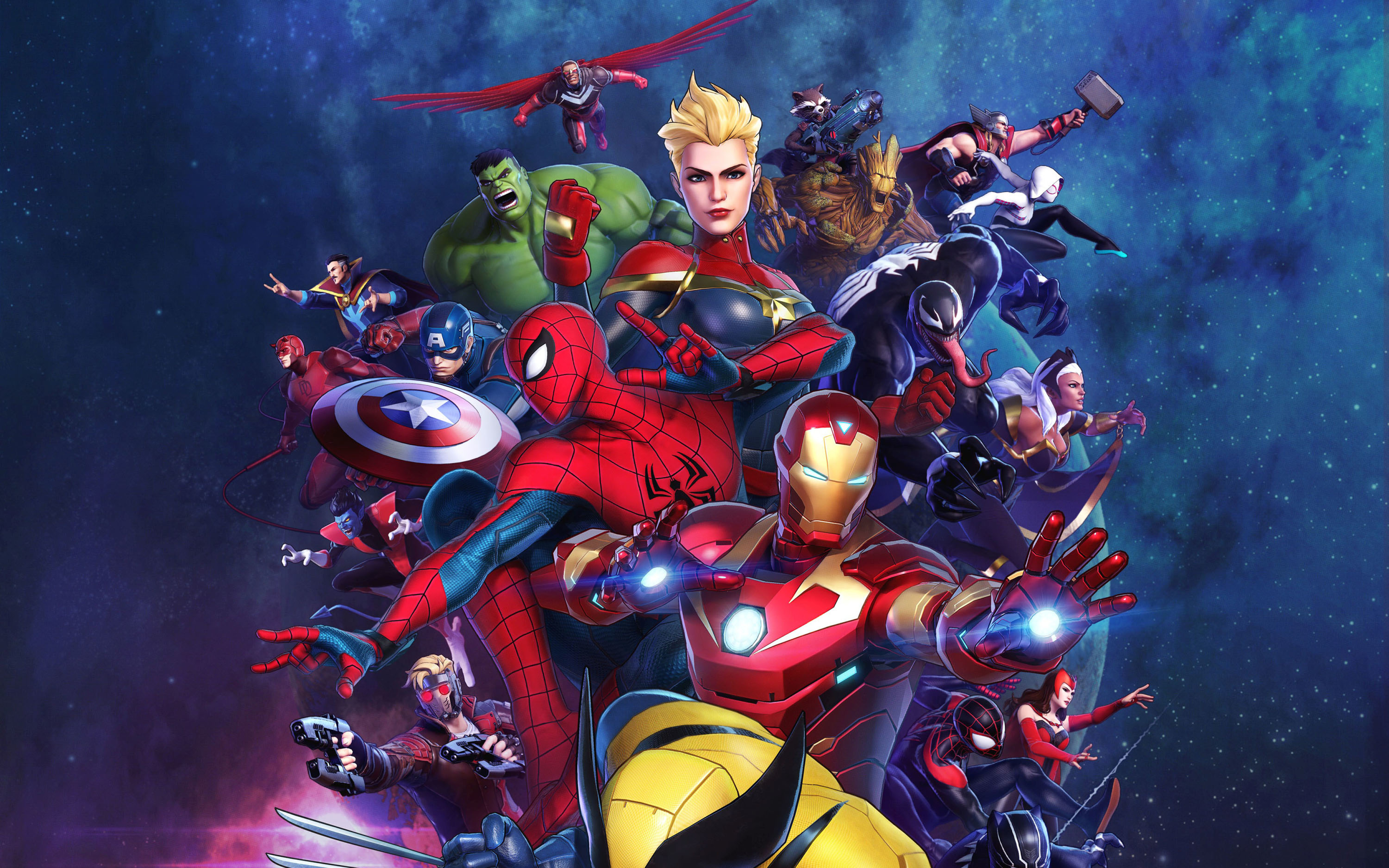 Captain America Captain Marvel Daredevil Doctor Strange Falcon Marvel Comics Groot Hulk Iron Man Mil 3840x2400