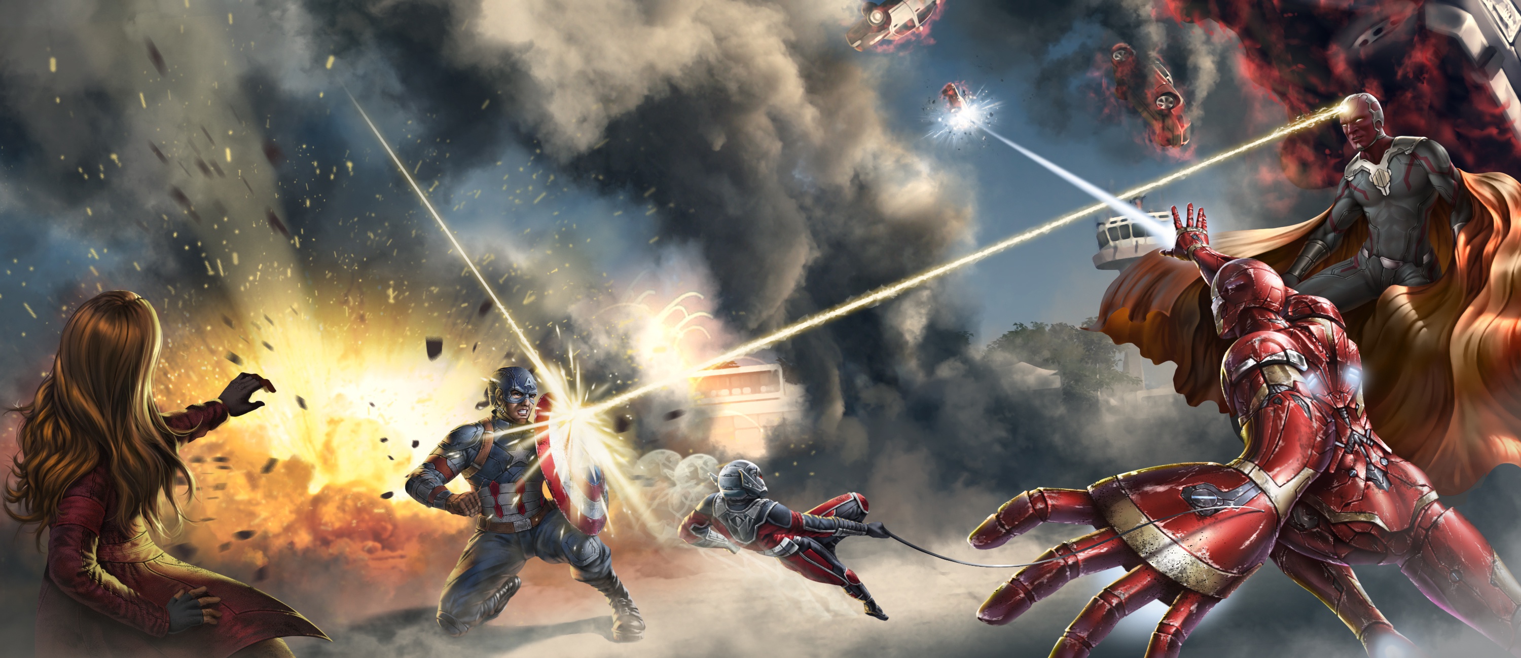 Ant Man Captain America Captain America Civil War Iron Man Scarlet Witch Vision Marvel Comics 3000x1299