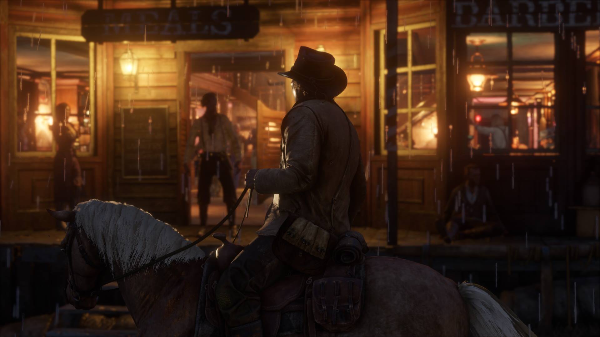 Cowboy Horse Night Red Dead Red Dead Redemption Red Dead Redemption 2 Western 1920x1080