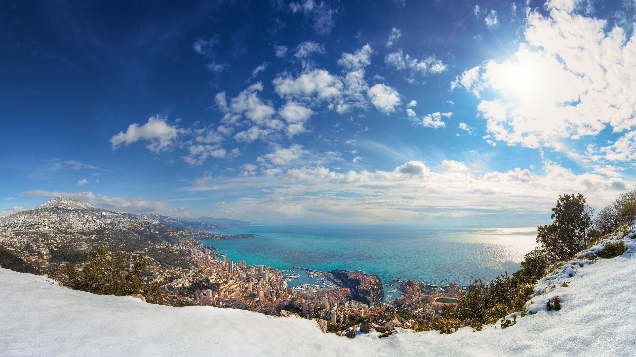 Landscape Monaco Sea Sky 2560x1440