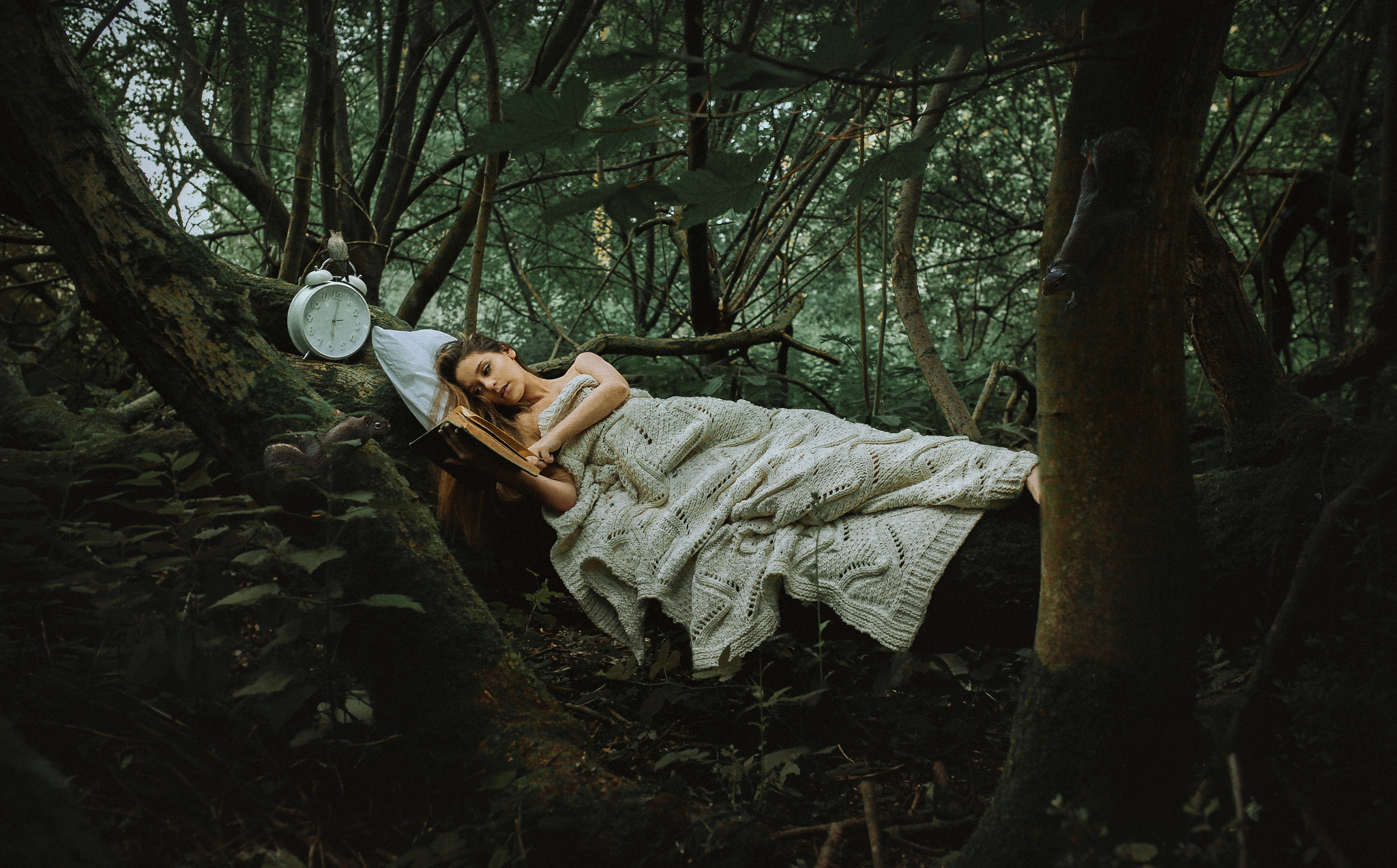 Forest Girl Hammock Mood Sleeping Tree Woman 2048x1273