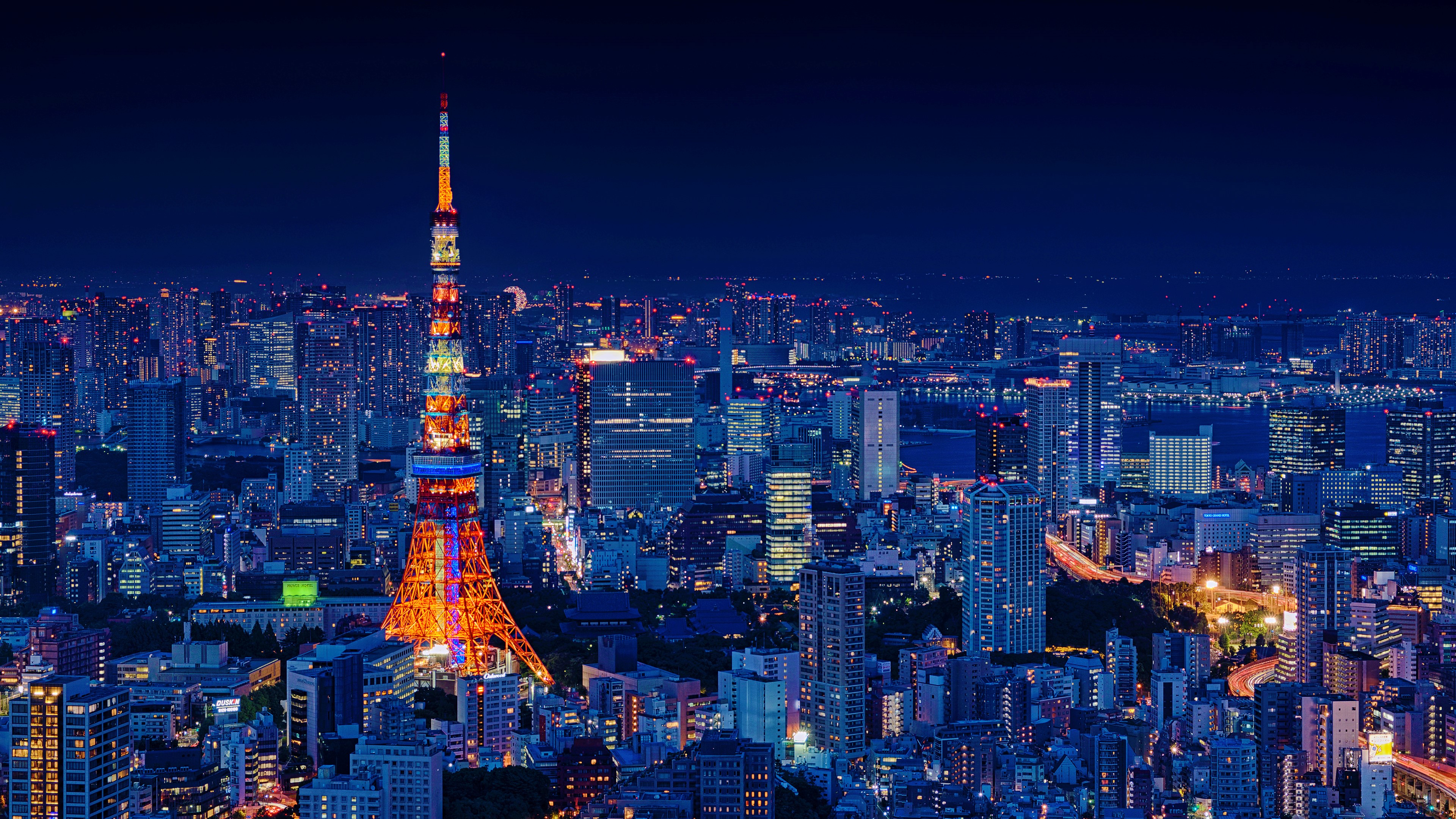 City Cityscape Japan Light Night Tokyo Tokyo Tower 3840x2160