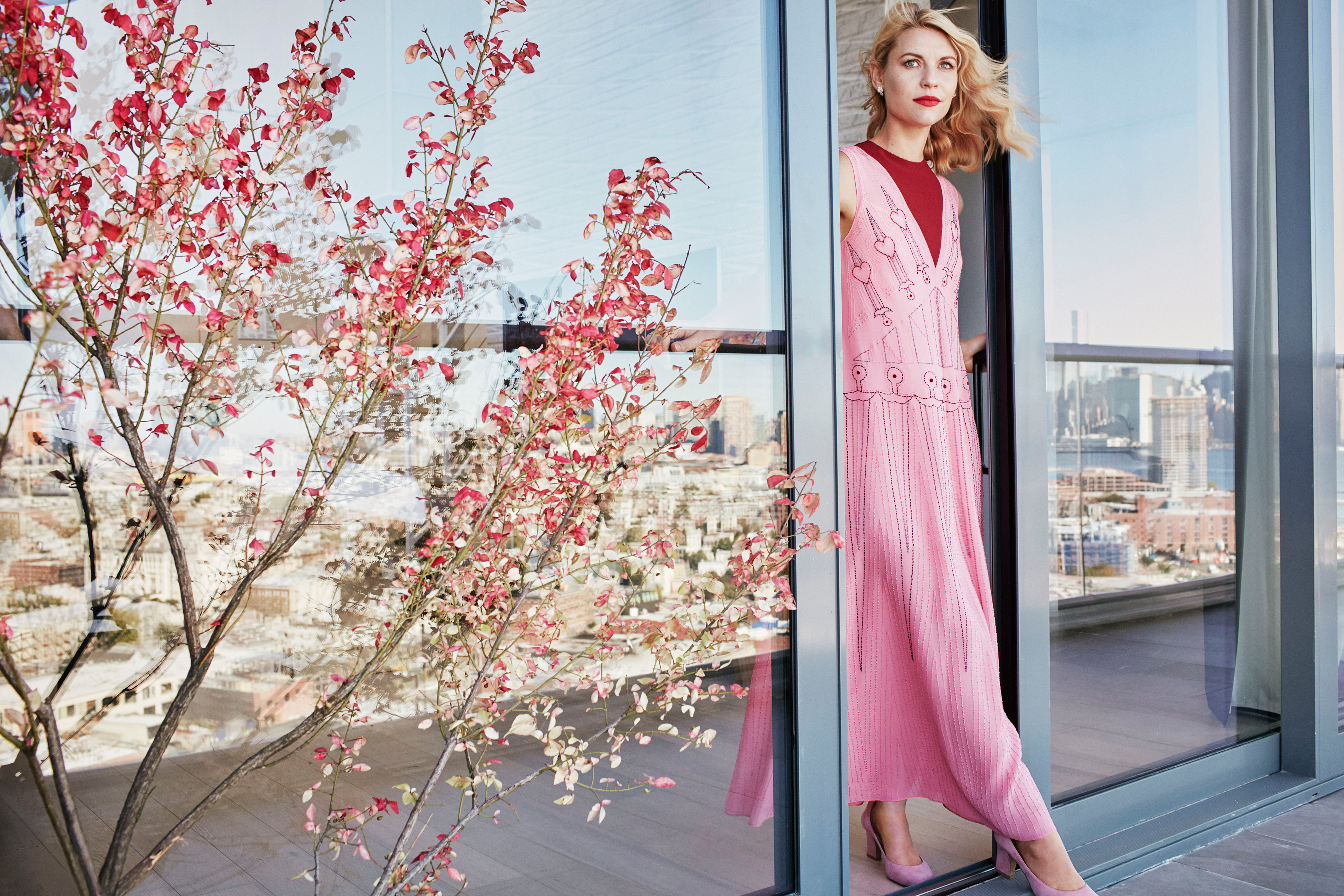 Actress Blonde Blue Eyes Claire Danes Lipstick Pink Dress 4500x3000