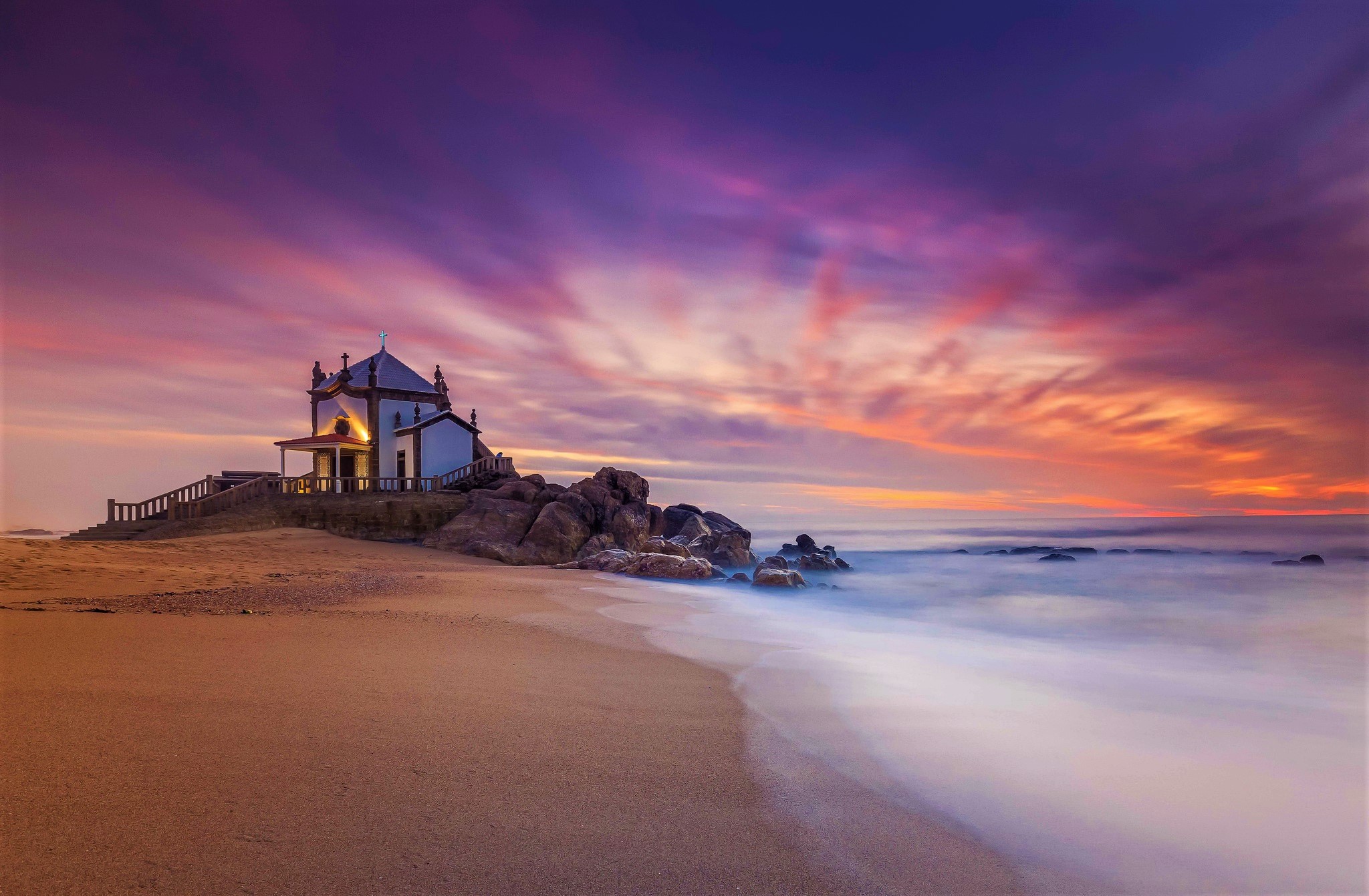 Beach Horizon House Ocean Portugal Sea Sunset 2048x1342