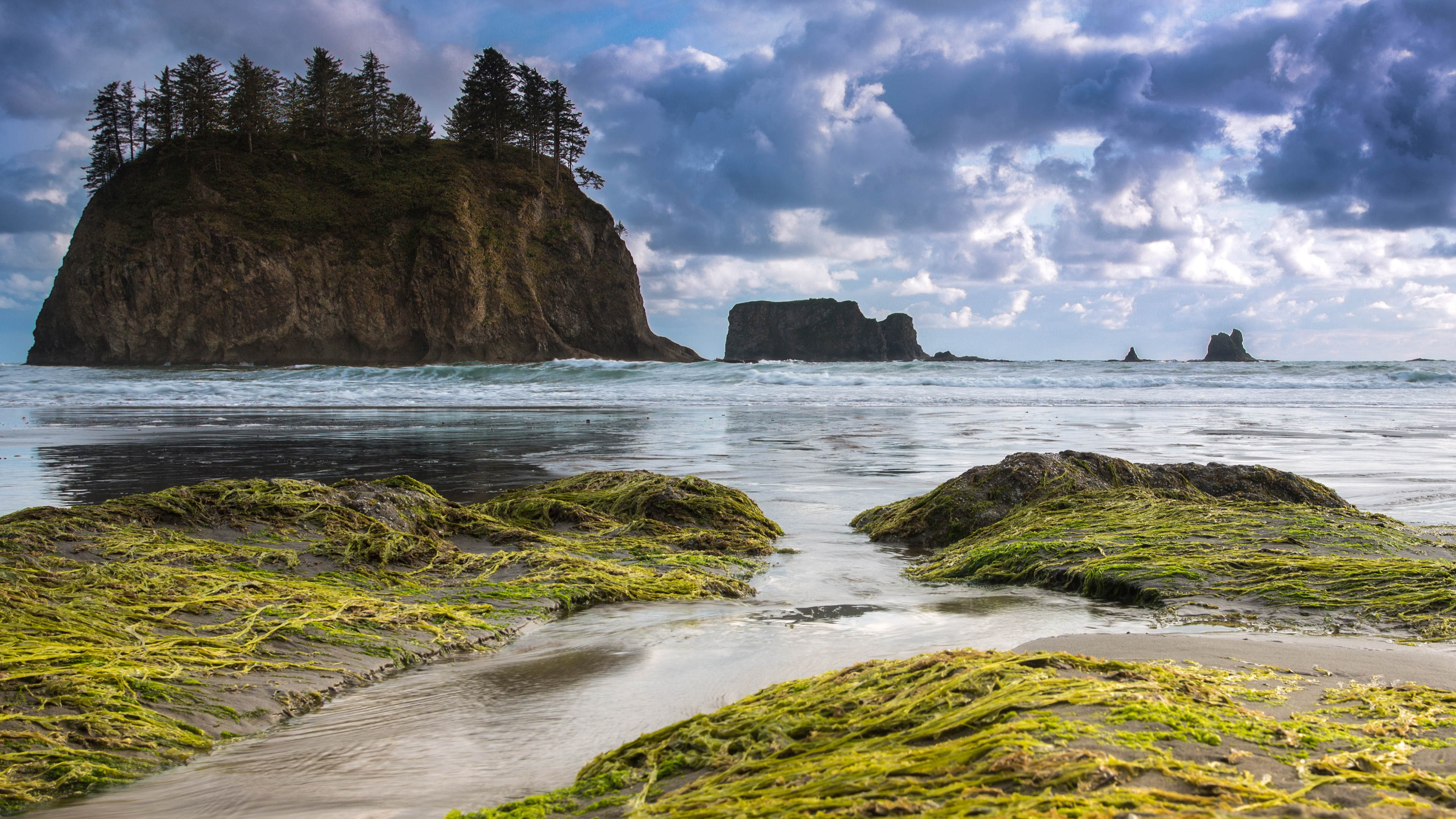 Cloud Ocean Olympic National Park Rock Sea Usa Washington State 3840x2160