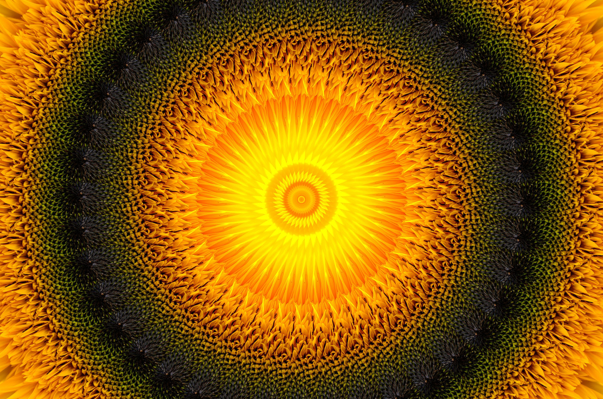 Abstract Digital Art Kaleidoscope Yellow 1920x1271