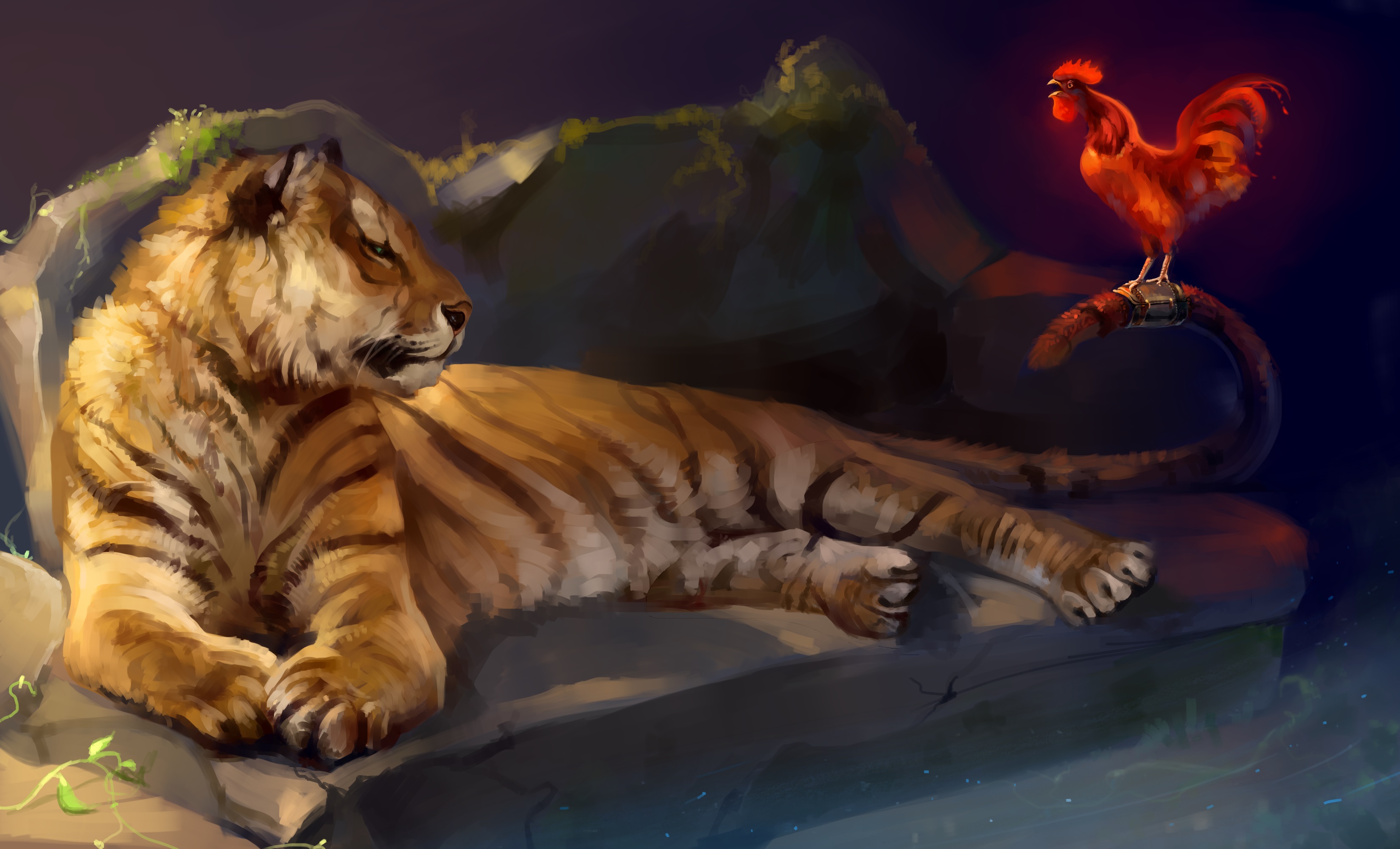 Animal Rooster Tiger 3300x2000
