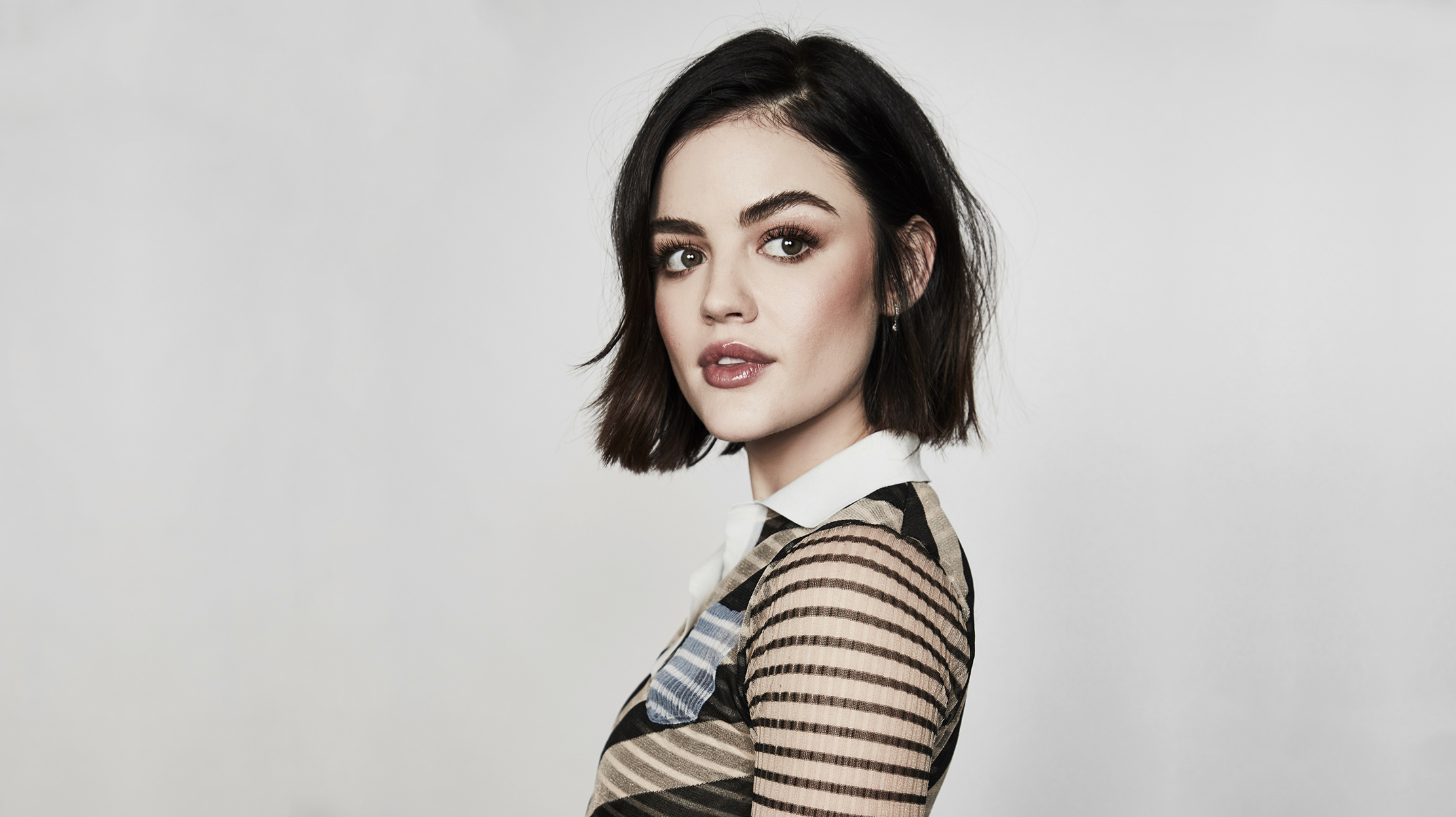 Actress Brown Eyes Brunette Lucy Hale 2223x1247