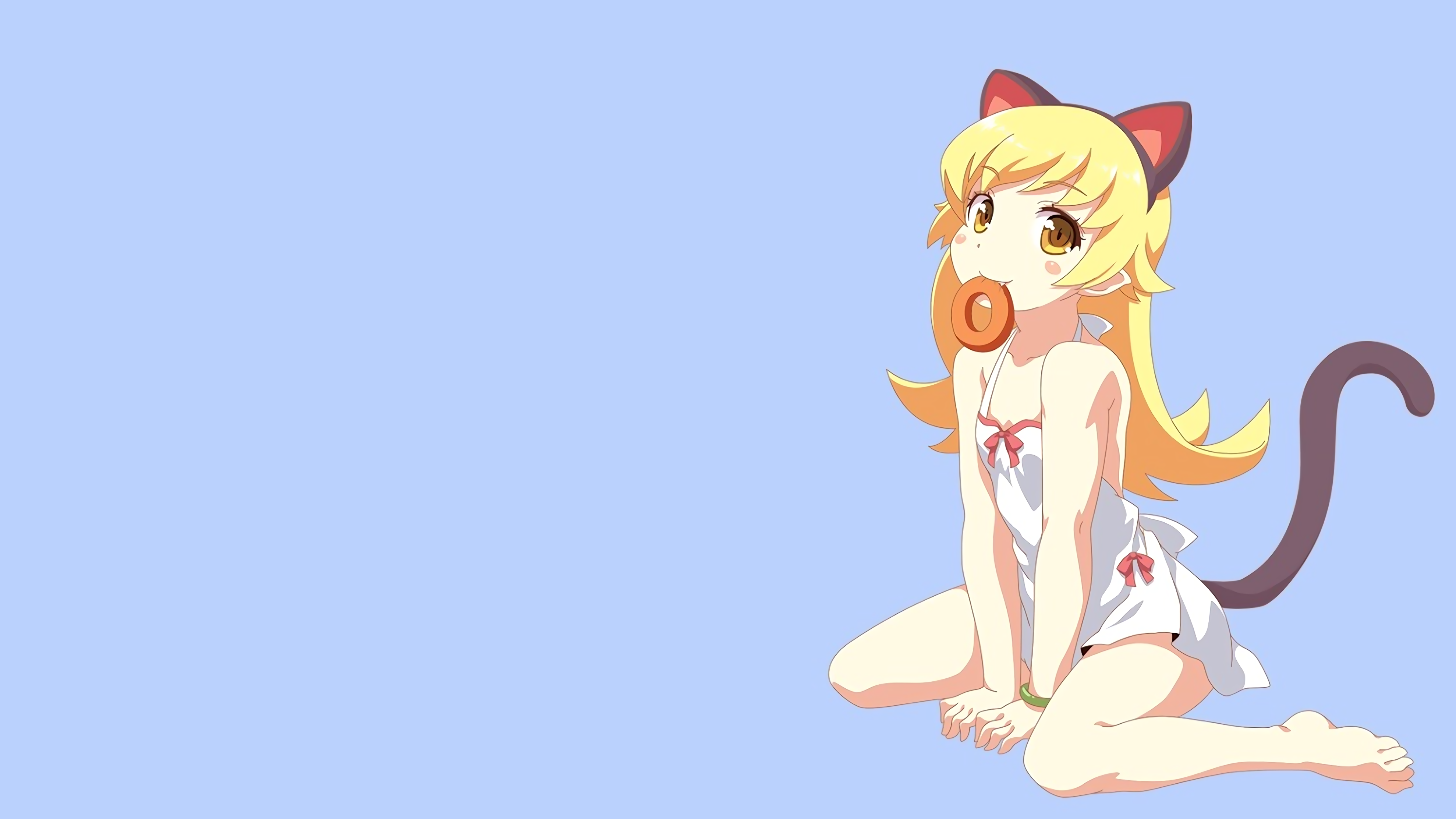 Animal Ears Bakemonogatari Blonde Cat Girl Doughnut Girl Long Hair Monogatari Series Monogatari Seri 3957x2225