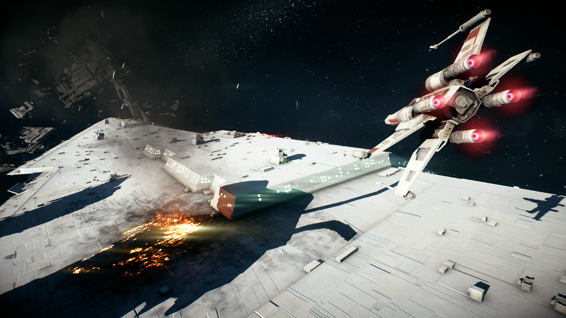 Space Star Destroyer X Wing 1920x1080
