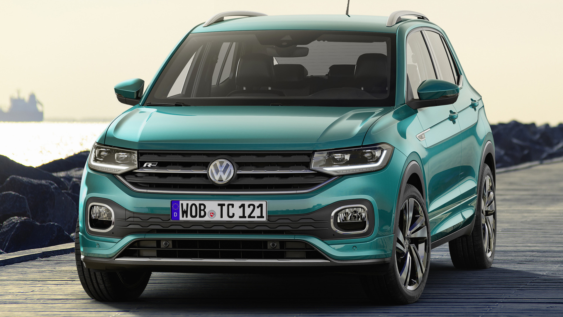 Car Green Car Suv Subcompact Car Volkswagen T Cross R Line 1920x1080