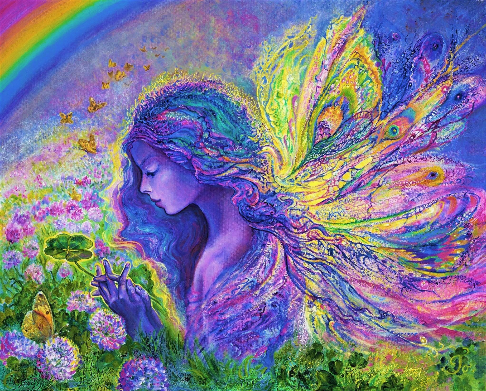 Artistic Colorful Colors Fairy Flower Girl Painting Rainbow Wings Woman 2045x1645