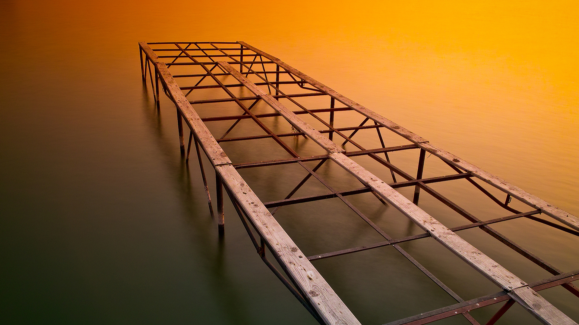 Bridge Lake Ocean Photography Planks Steel Water Wood 1920x1080