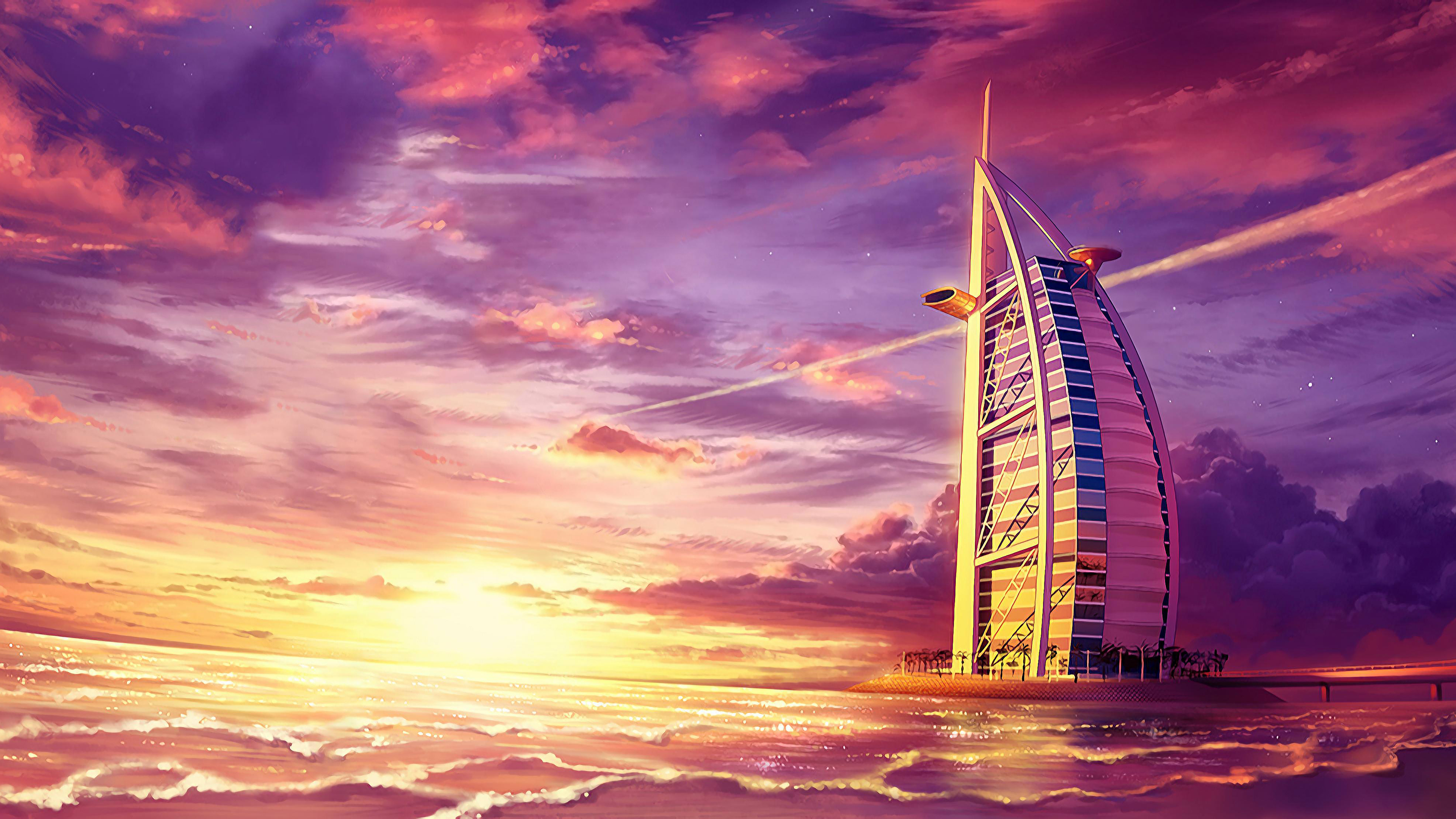 Building Burj Al Arab Sunset 3840x2160