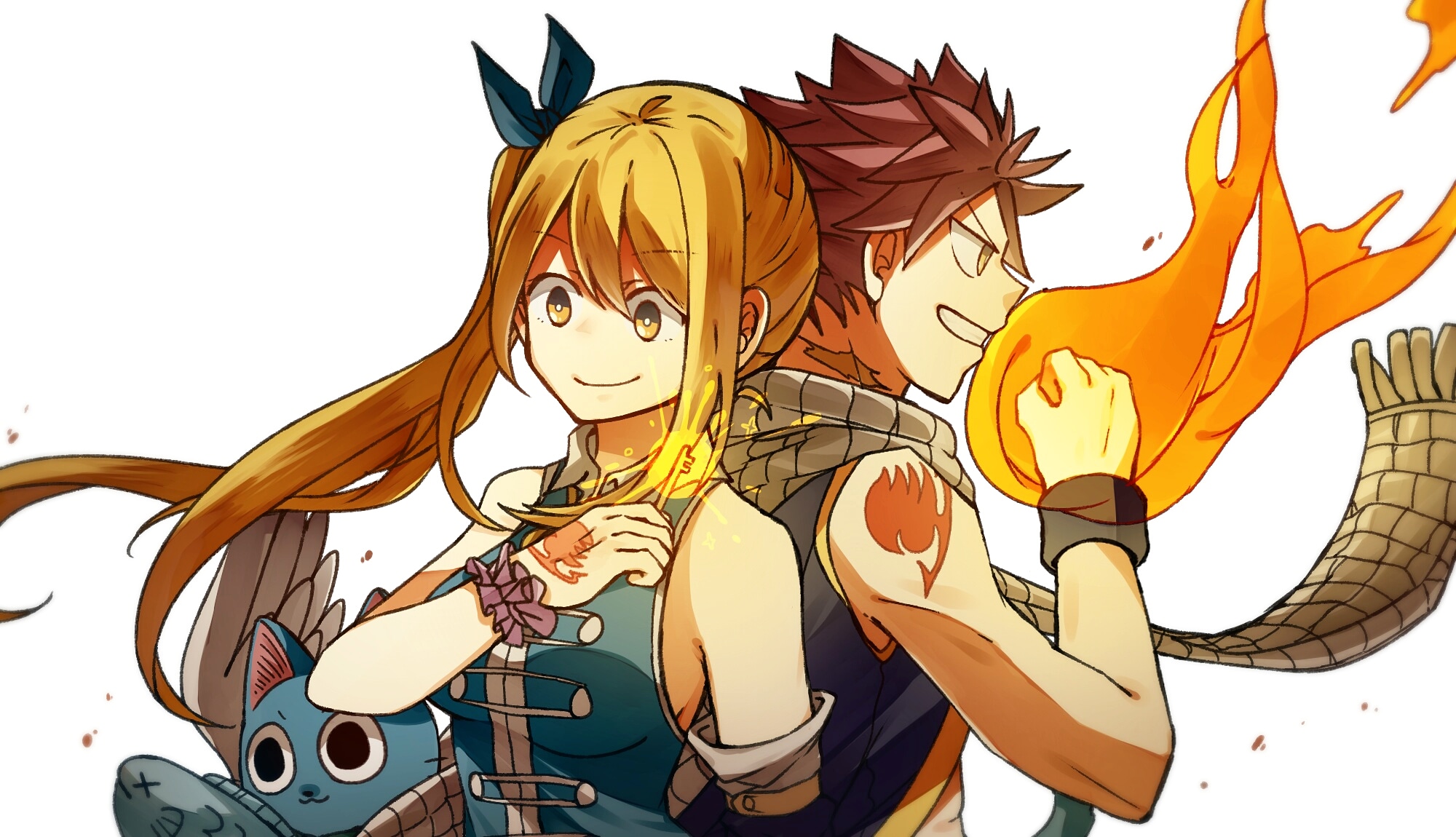 Happy Fairy Tail Lucy Heartfilia Natsu Dragneel 2000x1150