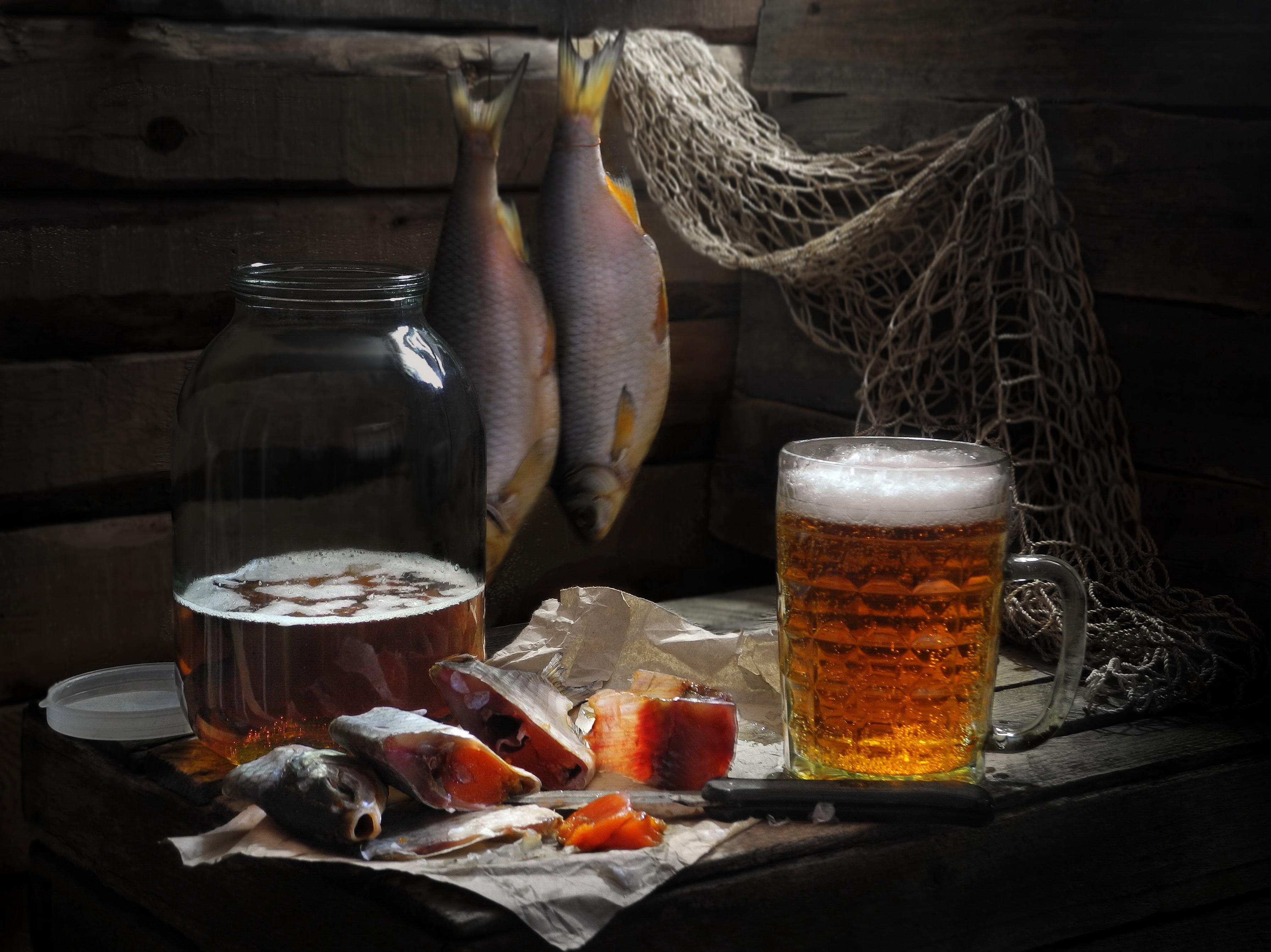 Alcohol Beer Drink Fish Still Life 3582x2684