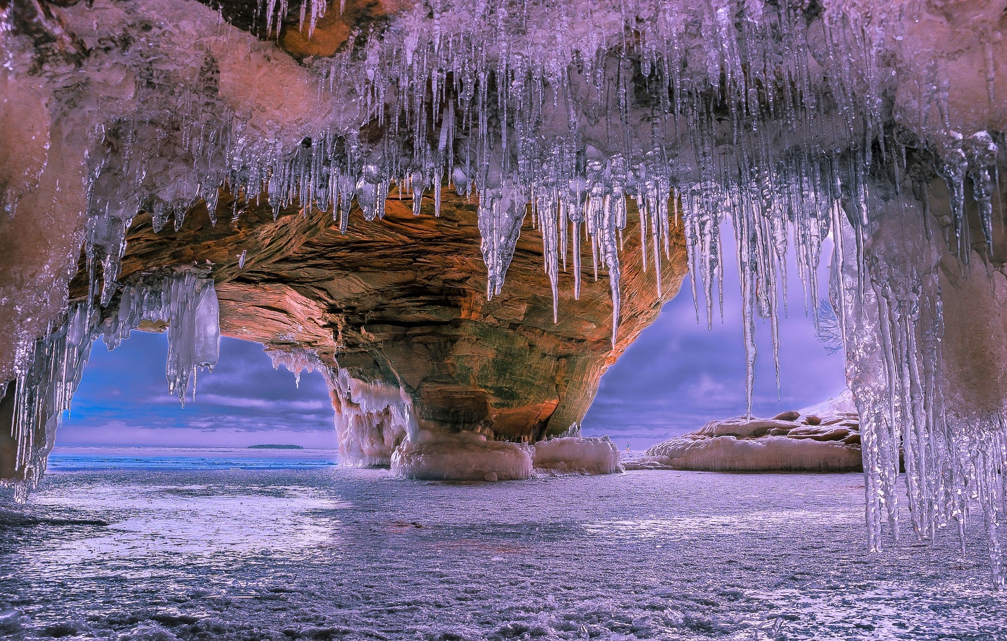 Beach Cave Earth Frozen Ice Ocean Rock Sea Stalactite Winter 2048x1303