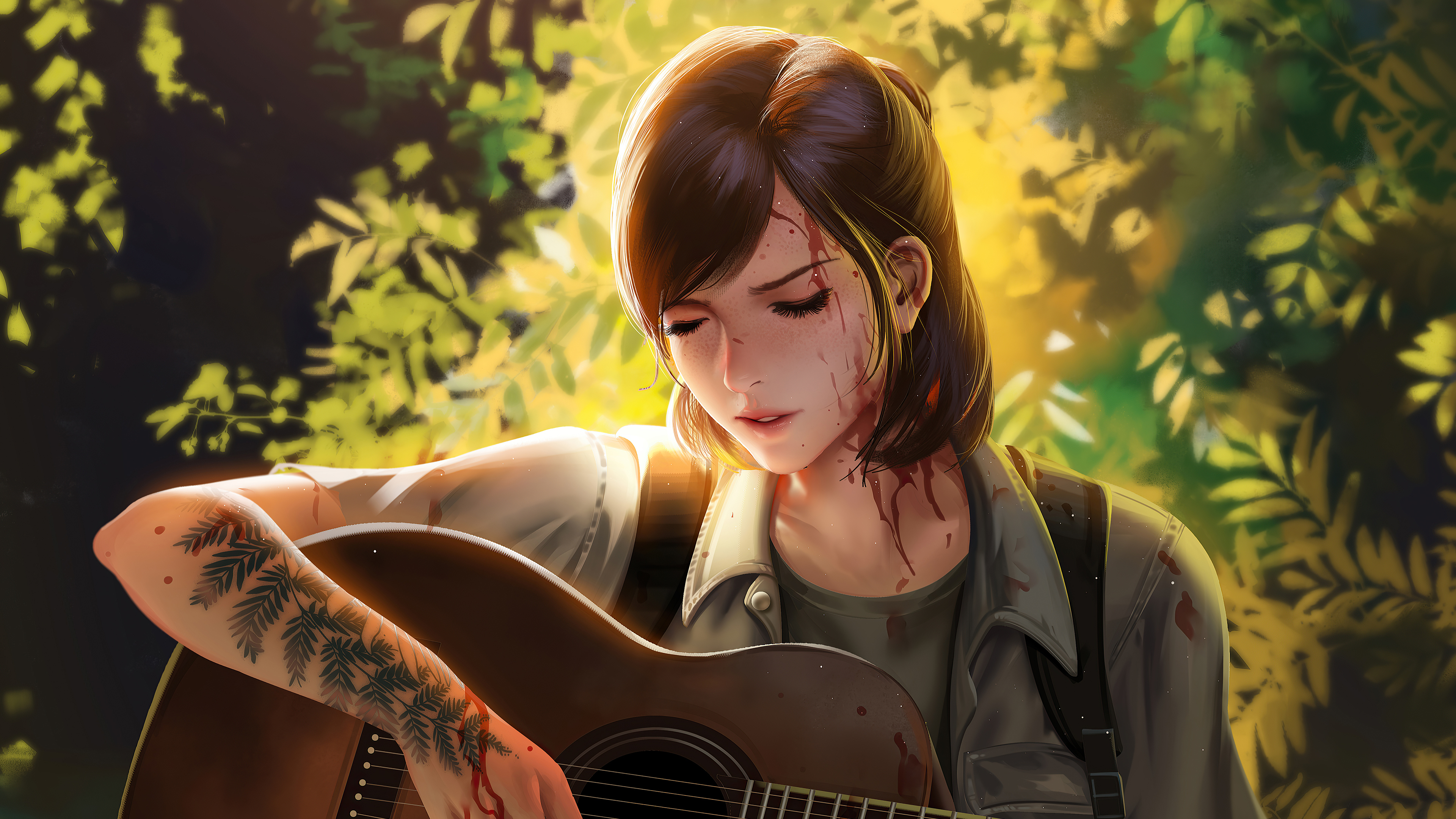 Artwork Ellie Williams The Last Of Us The Last Of Us 2 Digital Art Fan Art Digital Painting Guitar T 3840x2160