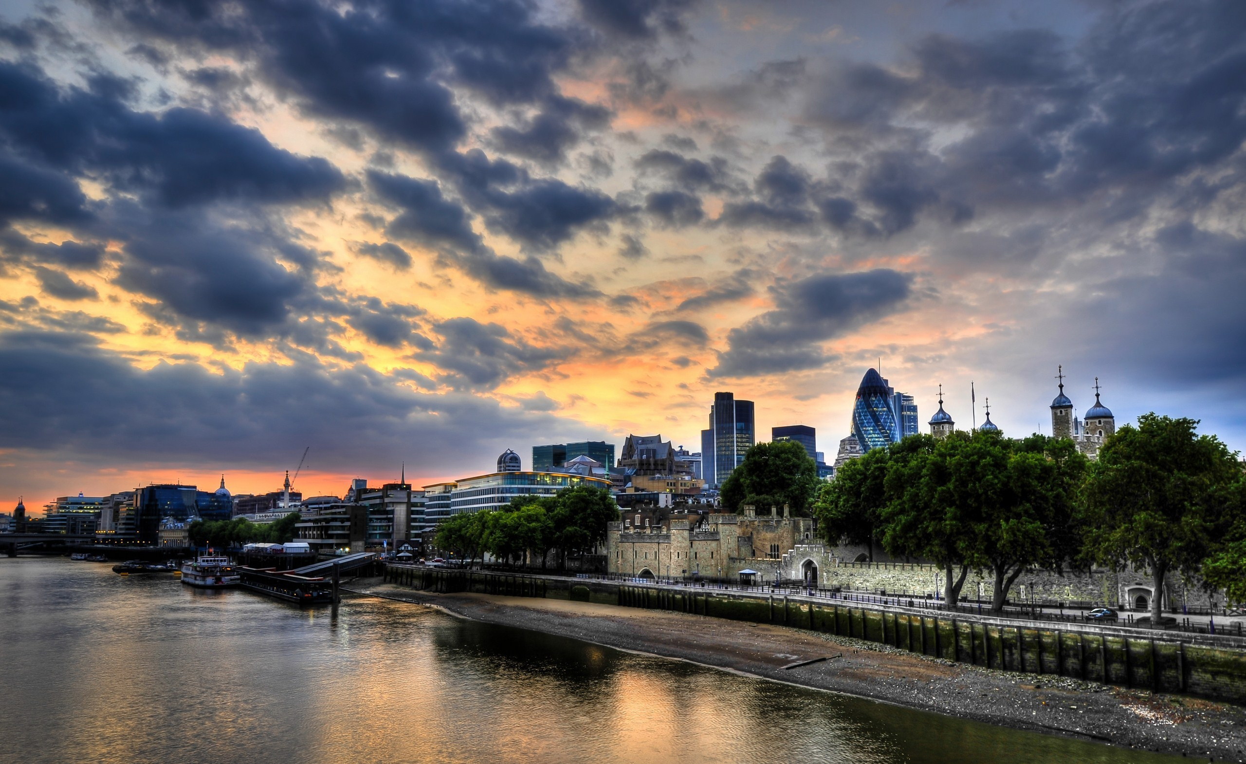 Cloud England London River Sky Sunset Thames United Kingdom 2560x1570