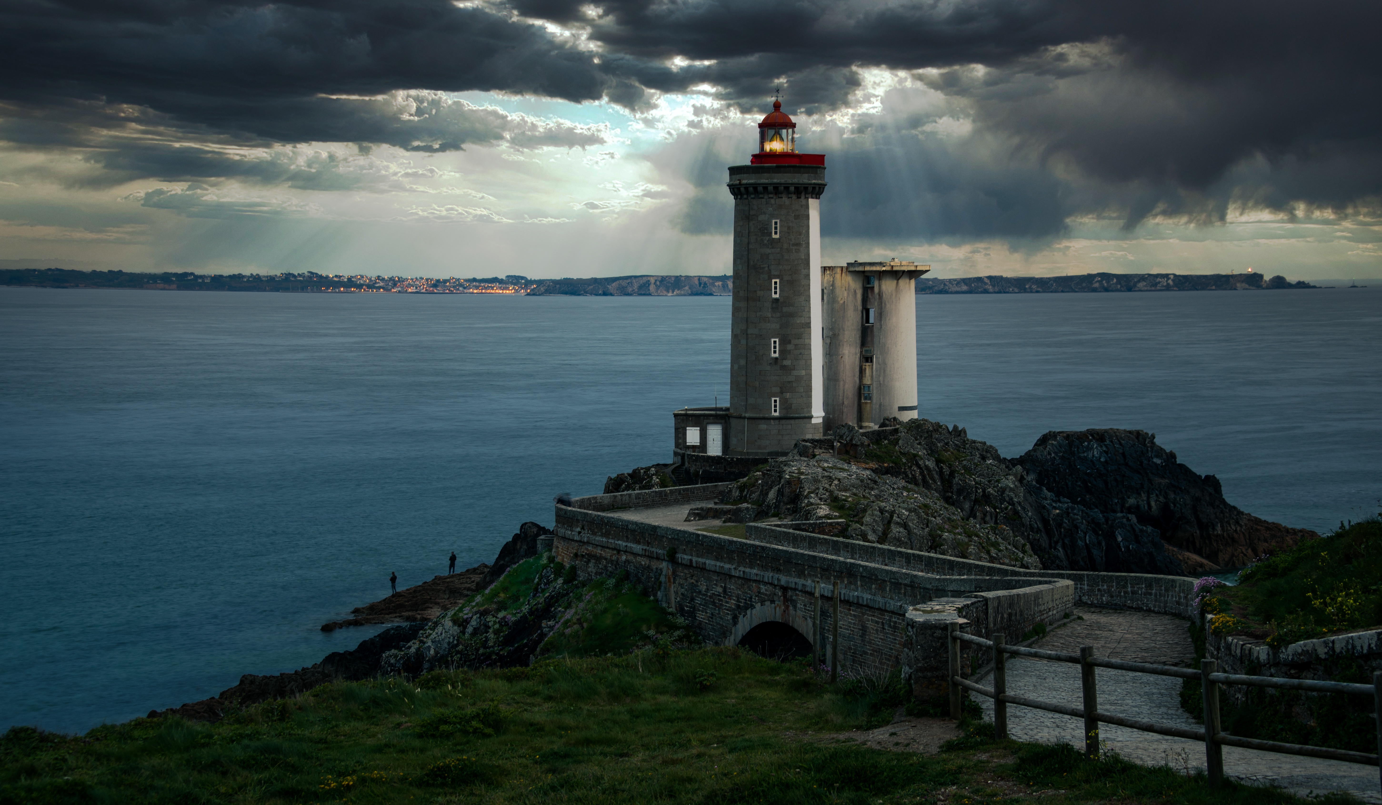 Brittany Coast France Lighthouse Sea 5804x3384