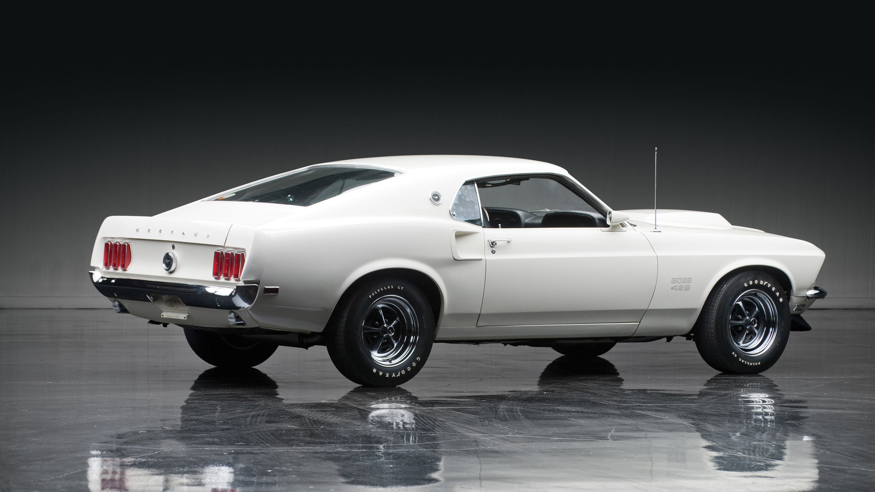 Black Car Fastback Ford Mustang Boss 429 Muscle Car White Car 3000x1688