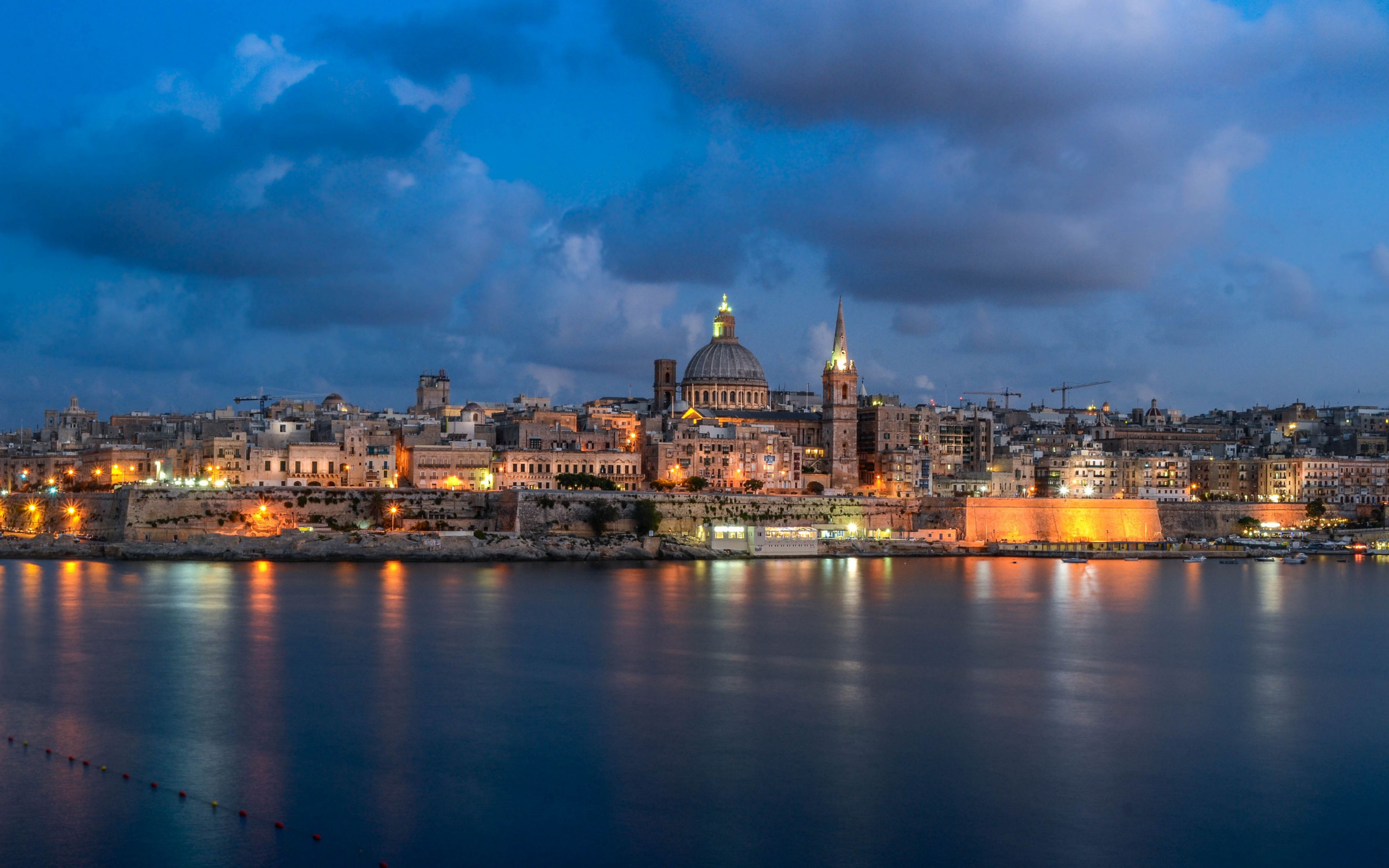 Architecture Building City Malta Reflection River Valleta 2560x1600