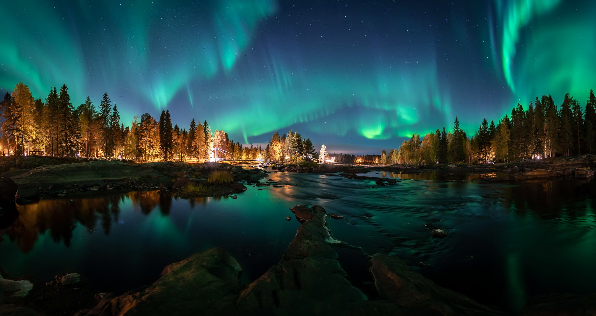 Aurora Borealis Finland Light Nature Night Sky 2048x1085