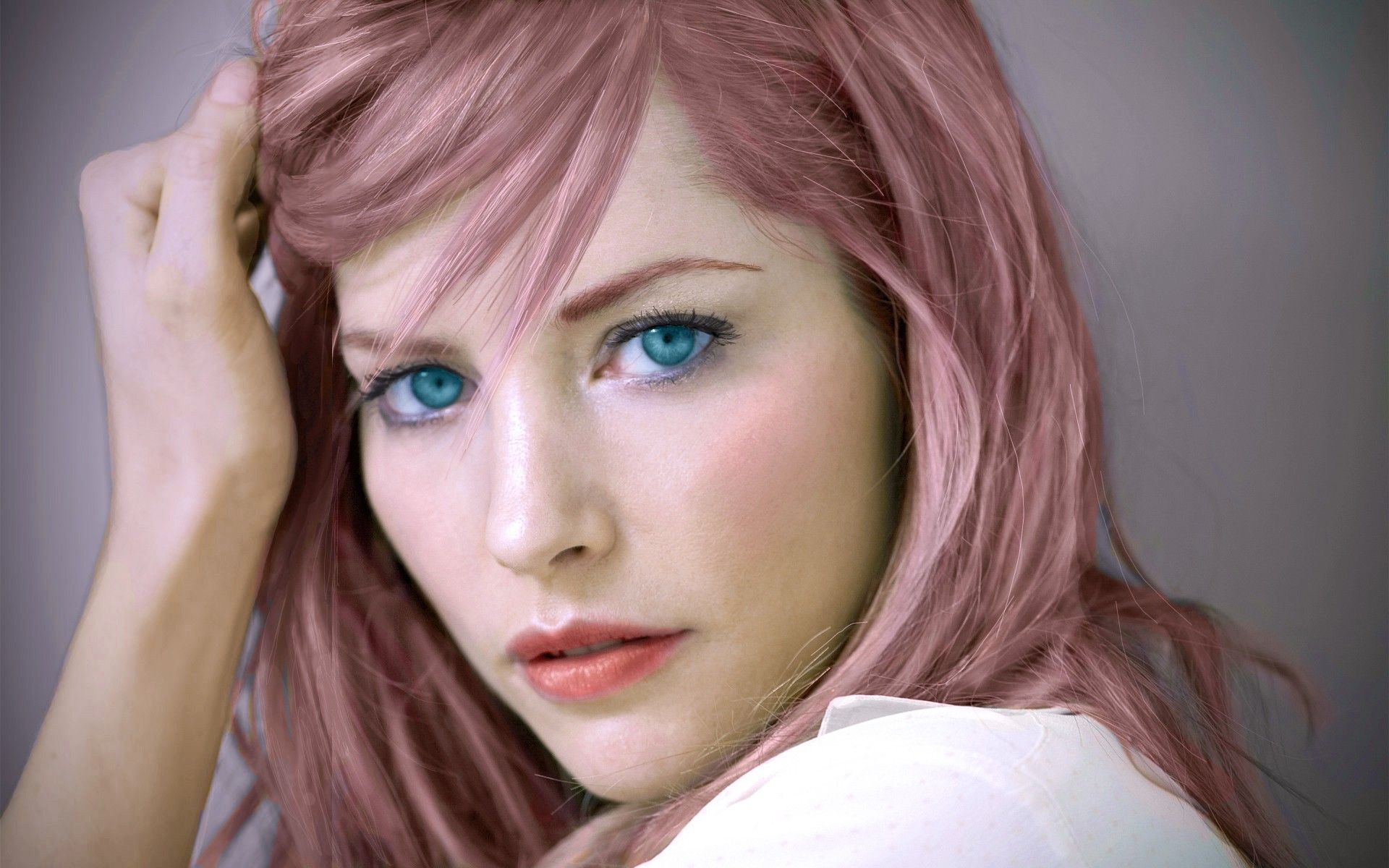 Actress Blue Eyes Celebrity English Face Girl Pink Hair Sienna Guillory Woman 1920x1200