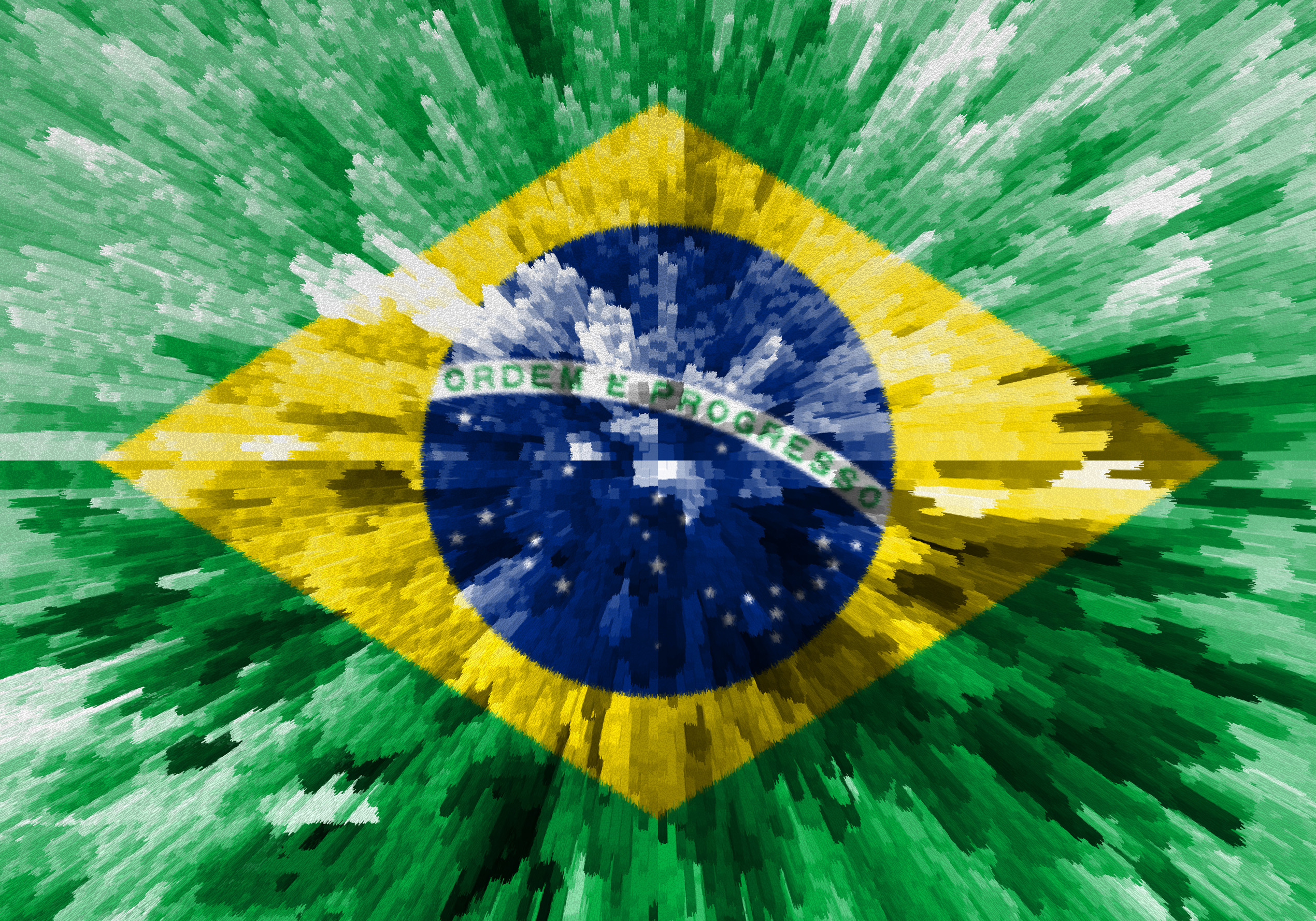 Artistic Blue Brazil Flag Green Yellow 2540x1778