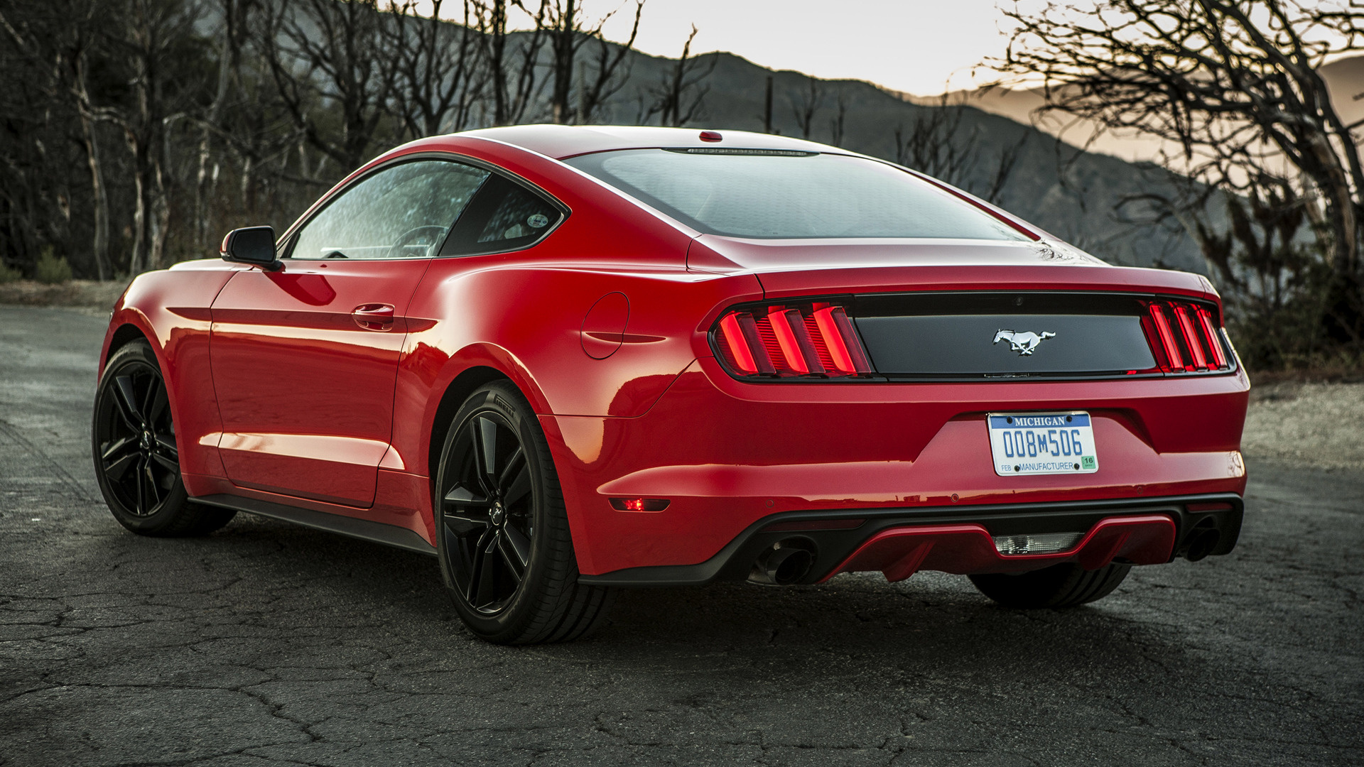 Car Coupe Ford Mustang Ecoboost Muscle Car Red Car 1920x1080